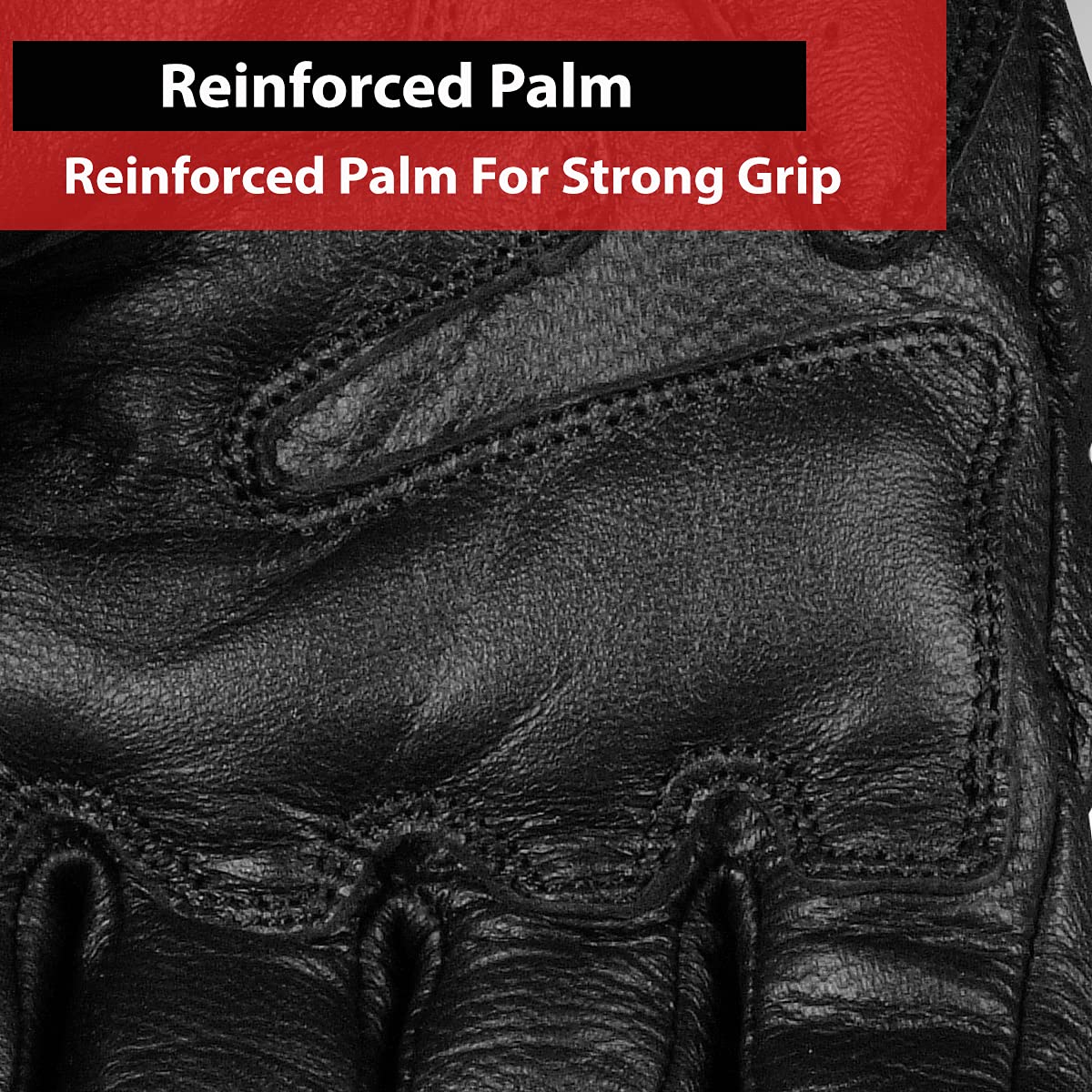 Jackets 4 Bikes Men's Vintage Goatskin Leather Motorcycle Gloves Gel Padded Cruiser Street Riding Protective Racing Powersports