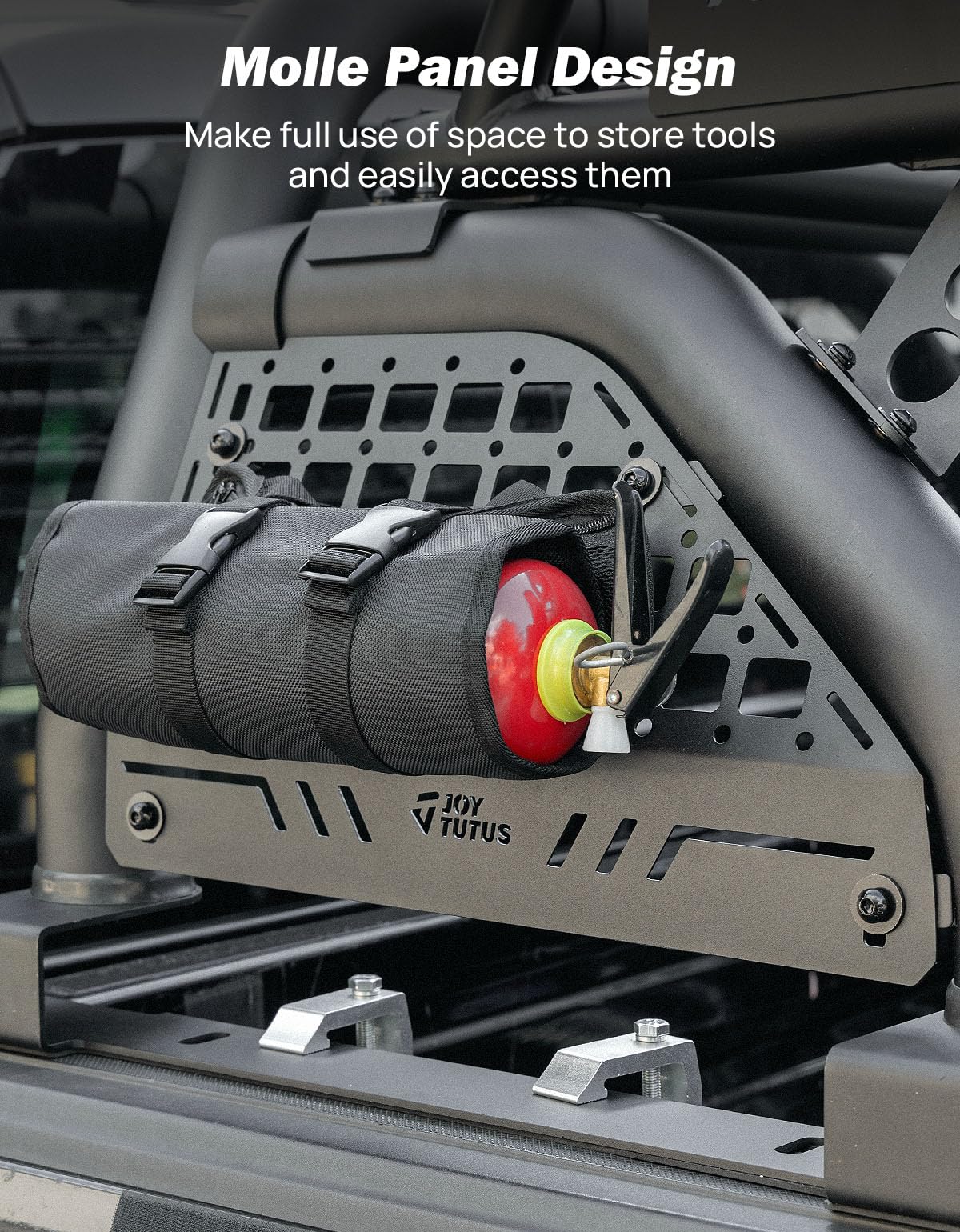 JOYTUTUS Roll Bar with Cargo Basket for Full-Size Trucks - Black Alloy Steel Compatible with F150, F250, Silverado, Ram