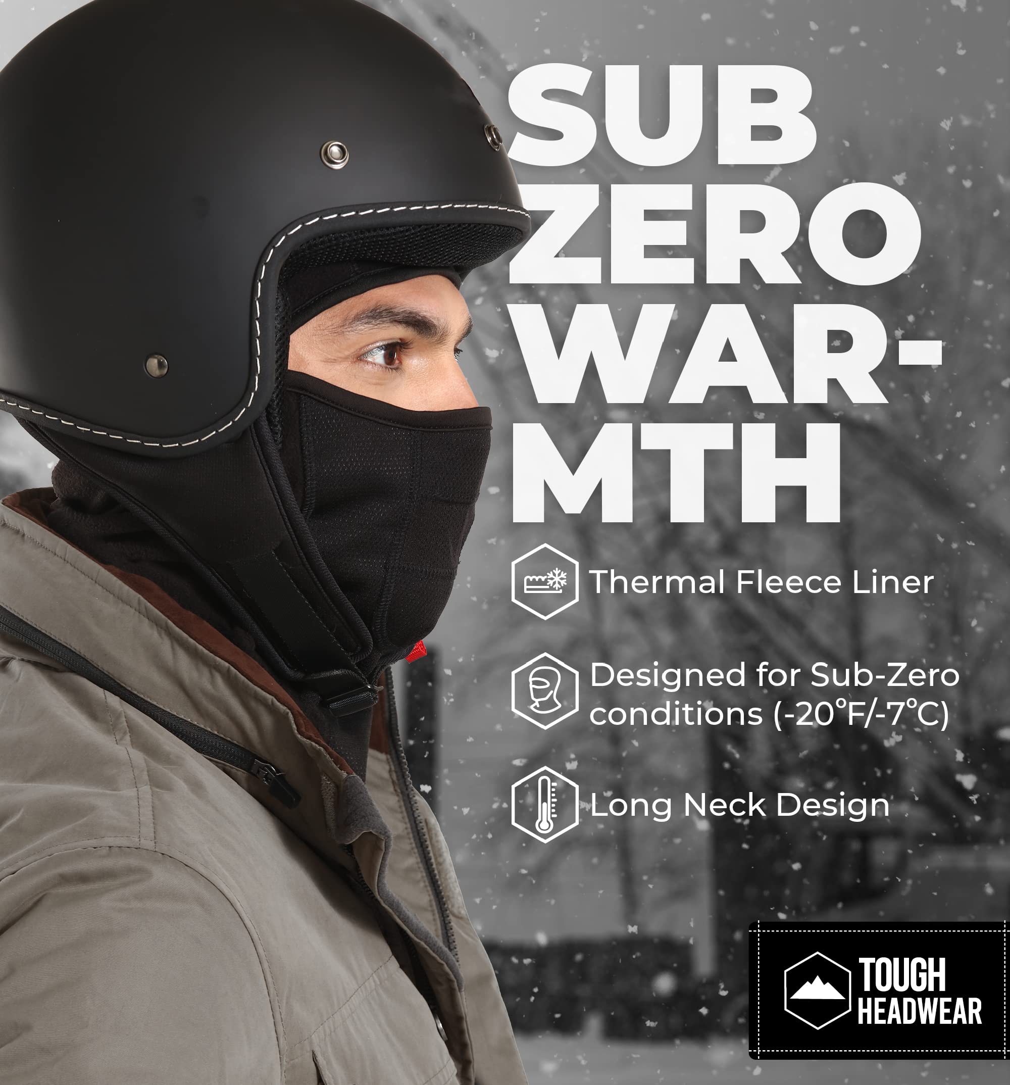 Tough Headwear Balaclava Full Face Mask, Heavyweight Fleece, One Size, Model FMBNV-03, Cold Weather Face Warmer for Men