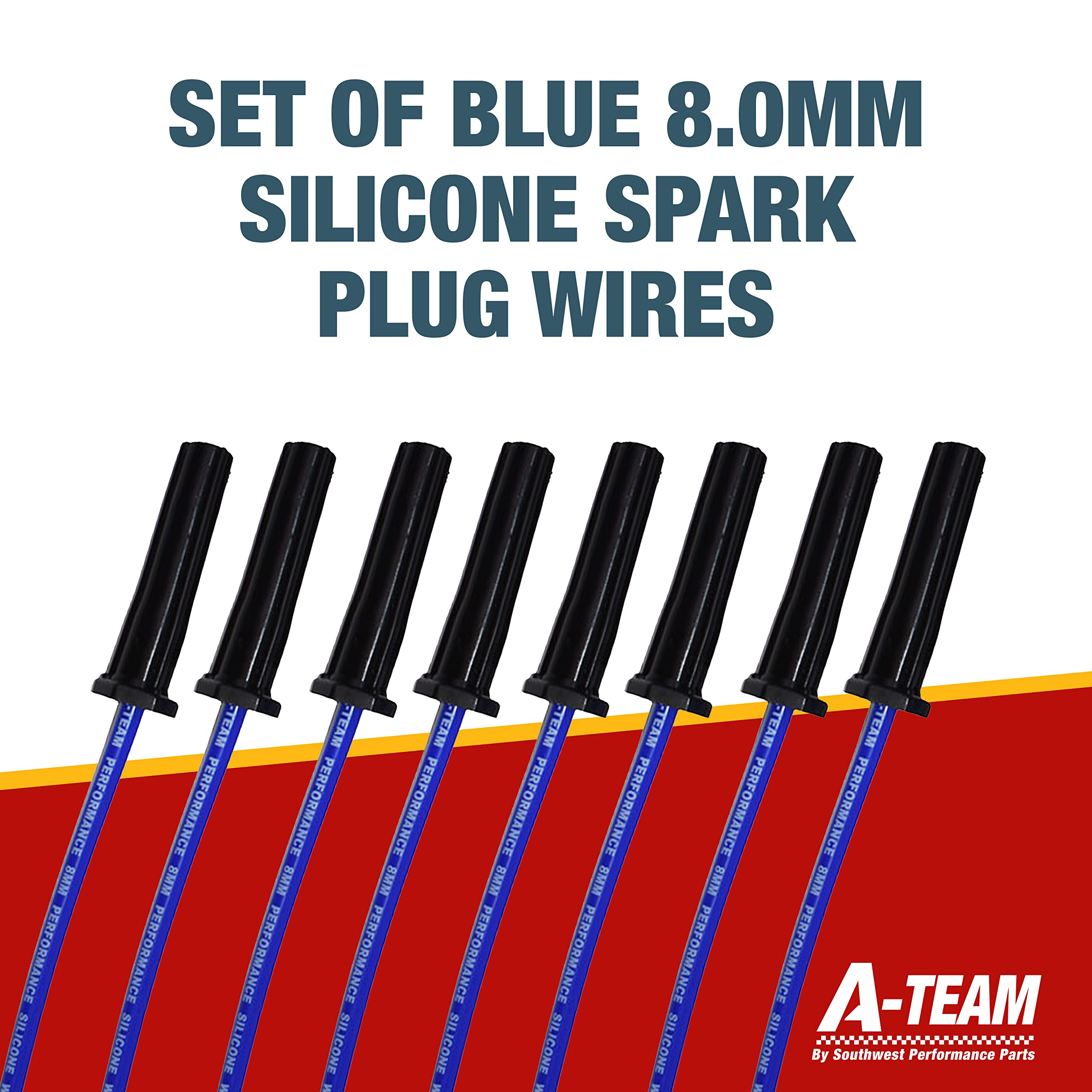 A-Team Performance - Silicone Spark Plug Wires Set BBF FE Big Block - Compatible with Ford Valve Cover 332 351C 351M 352 360 361