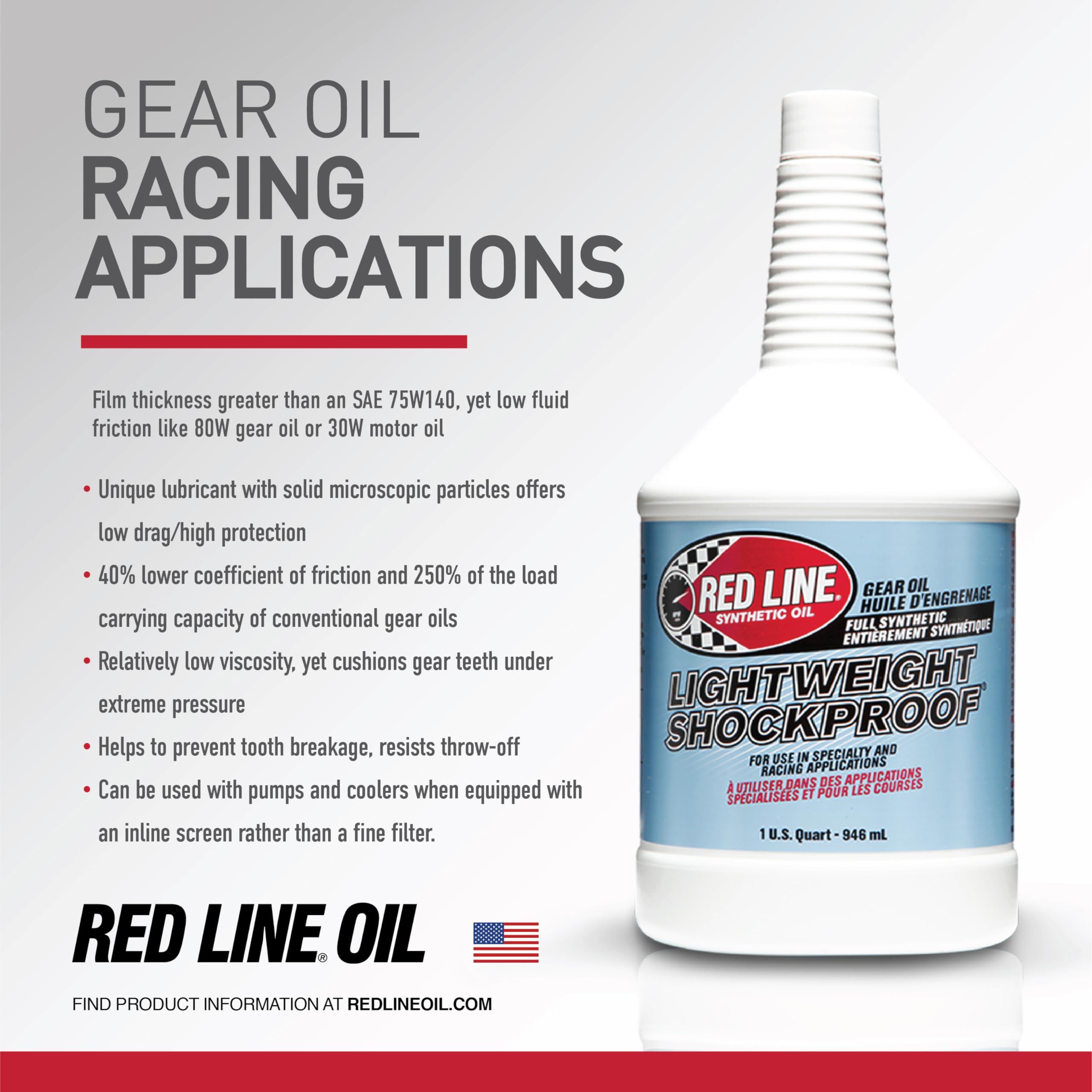 Red Line 58404 Lightweight Shockproof Gear Oil - 1 Quart Bottle