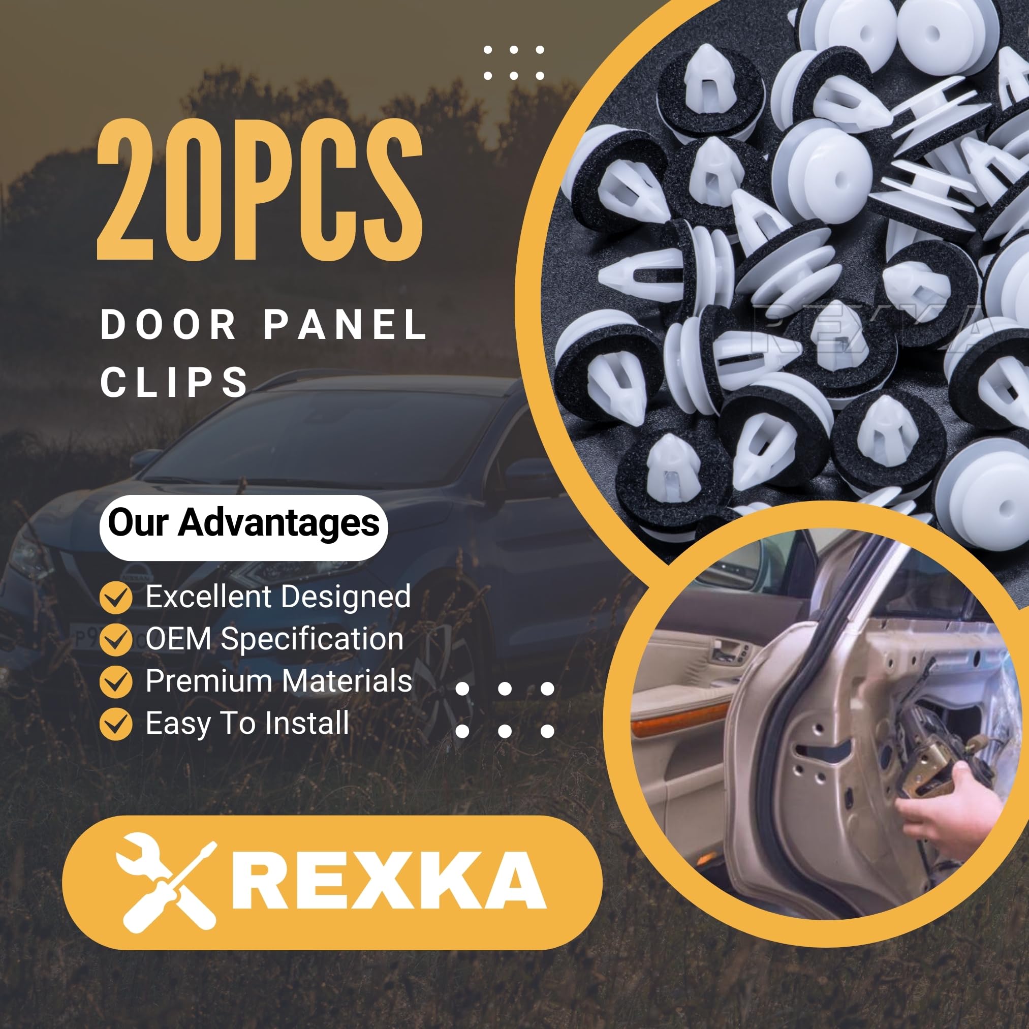 Rexka 20Pcs Door Trim Panel Trunk Lid Headliner Retainer Clip Compatible With Bmw E46 E90 F30 X5 X3 E60 51-41-8-224-768 51418224
