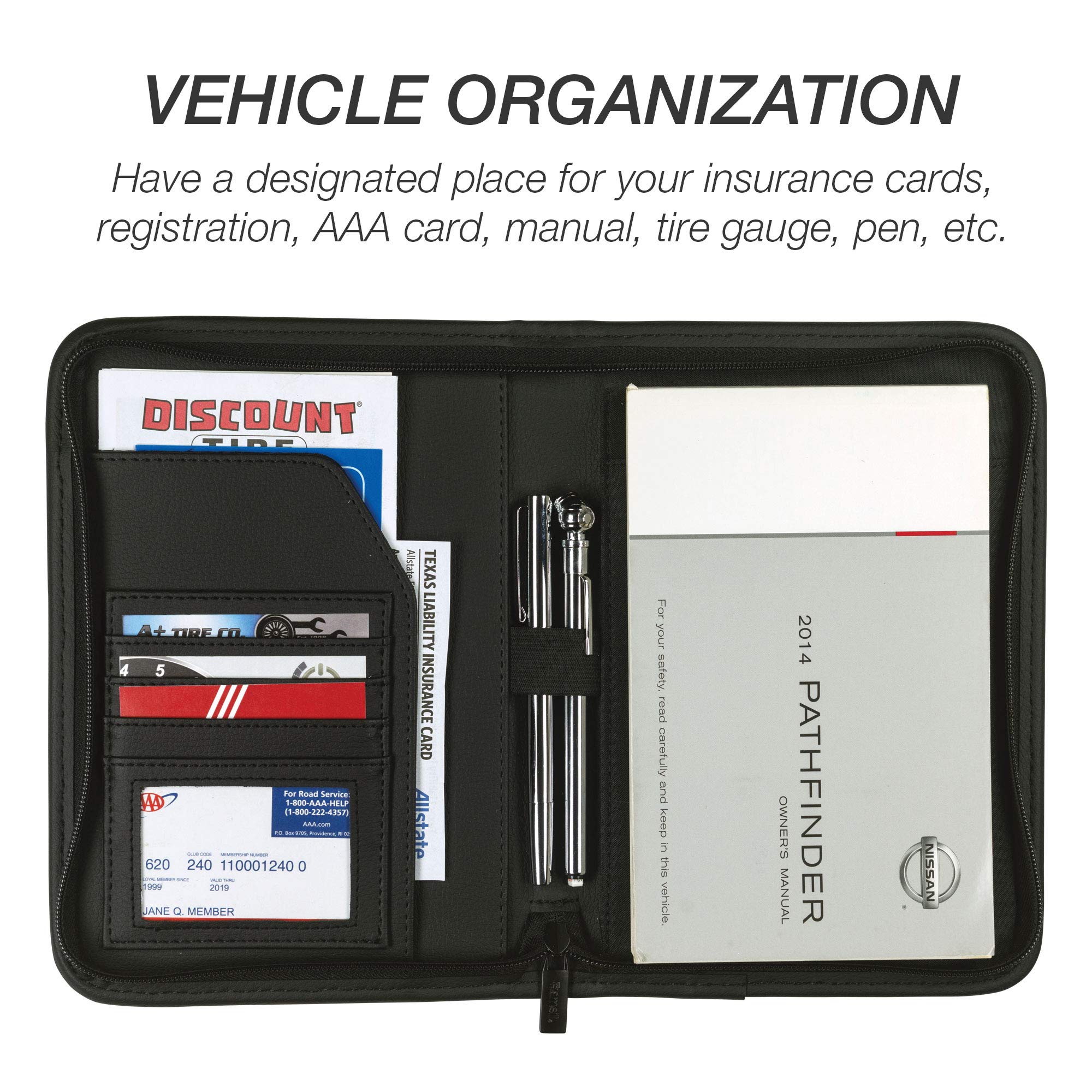 Samsill Car Registration and Insurance Holder, Owner's Maunal Glove Box Organizer, 7.25 x 10 inches, Car Document Holder, Black