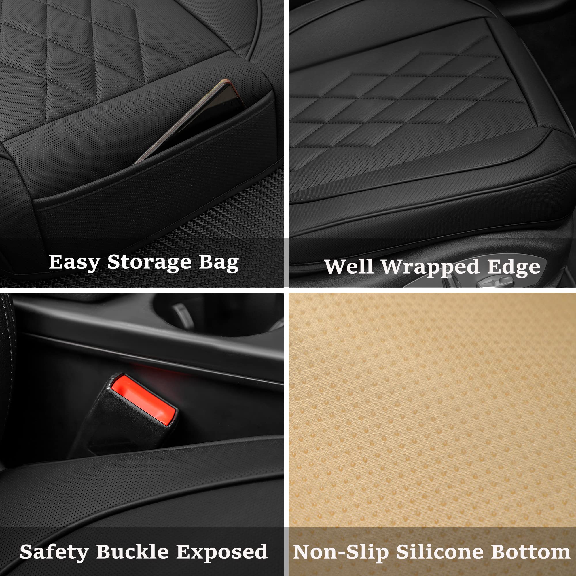 Jojobay 2Pack Leather Car Seat Cover,Bottom Seat Covers For Cars,Front Seat Protector,Fit For 95% Of Vehicles - Padded,Anti-Slip