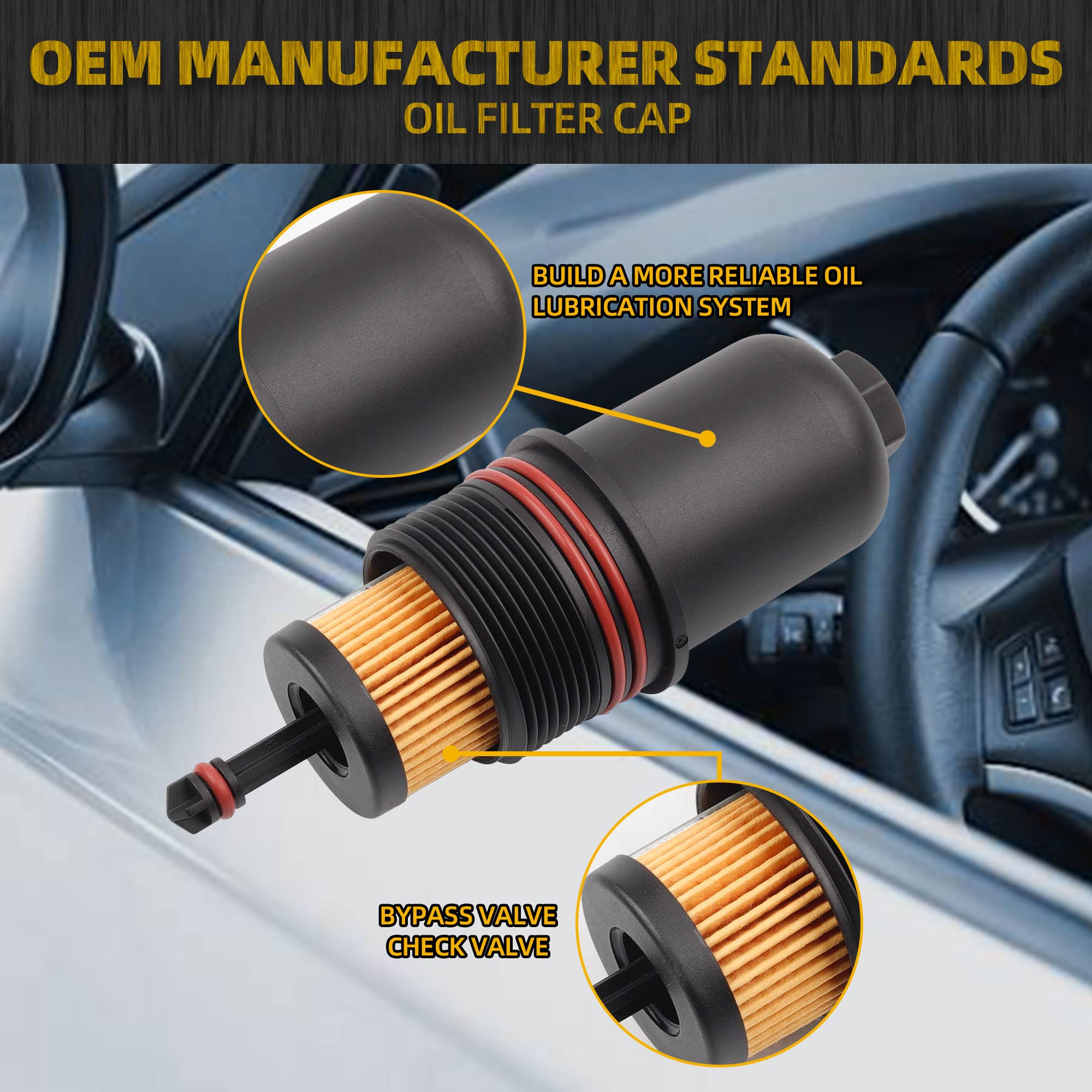 Dasbecan Oil Filter Cap Lid Cover Compatible With Ford Fusion/F-150 2.7L V6/Ecoboost Replaces# Ft4Z6A832C Ft4Z-6A832-C
