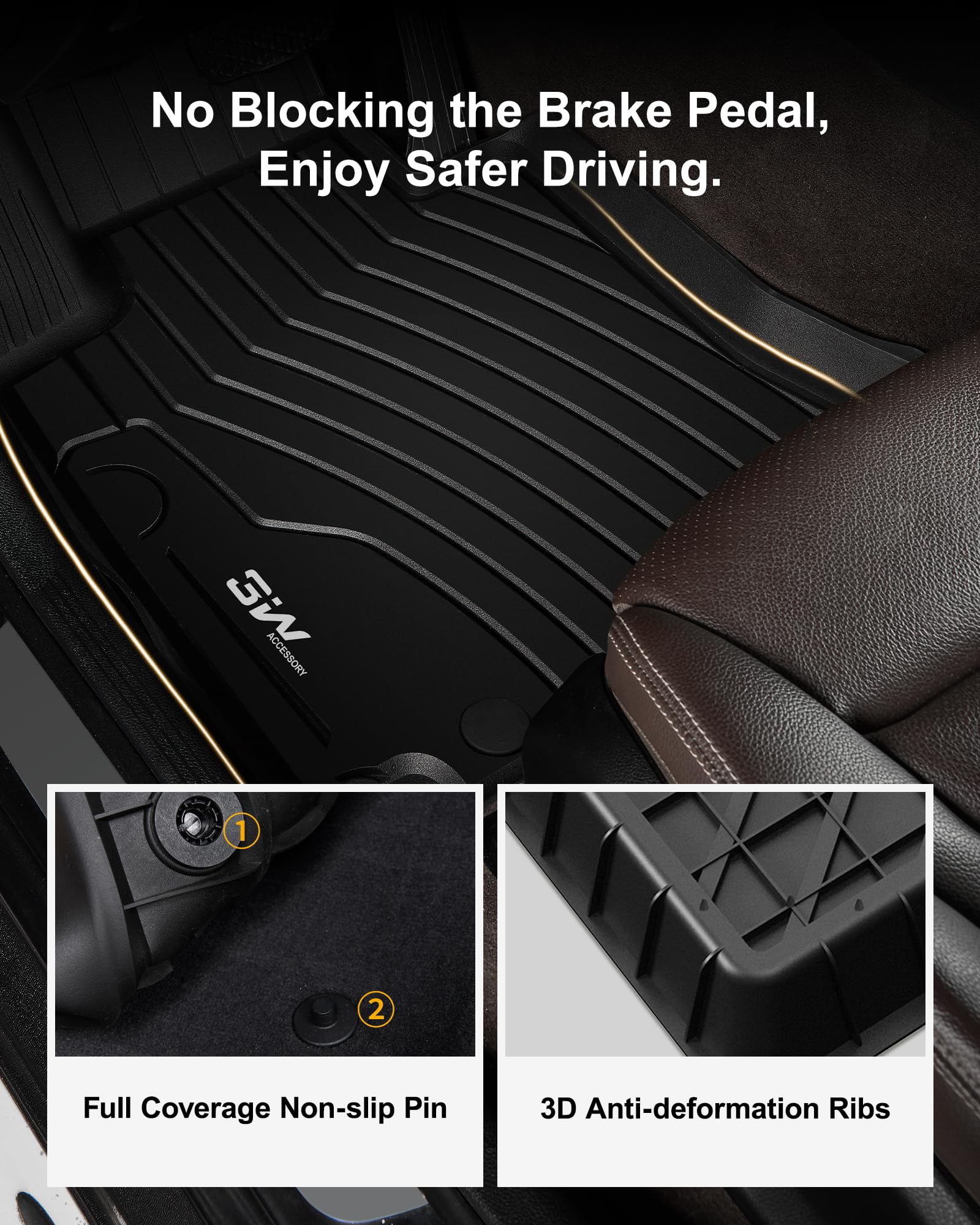 3W Floor Mats And Cargo Liner Compatible For Benz Glc Floor And Trunk 2016-2022, Tpe All Weather Custom Fit Floor Liner And Carg