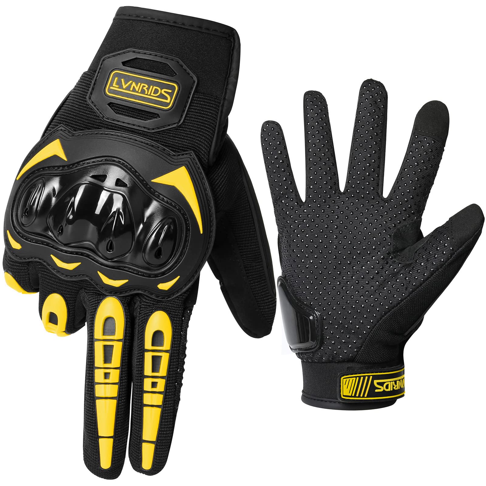 Lvnrids Motorcycle Gloves For Men Women Full Finger Touchscreen Racing Motorbike Gloves For Bmx Atv Mtb Riding Racing Cycling Ye