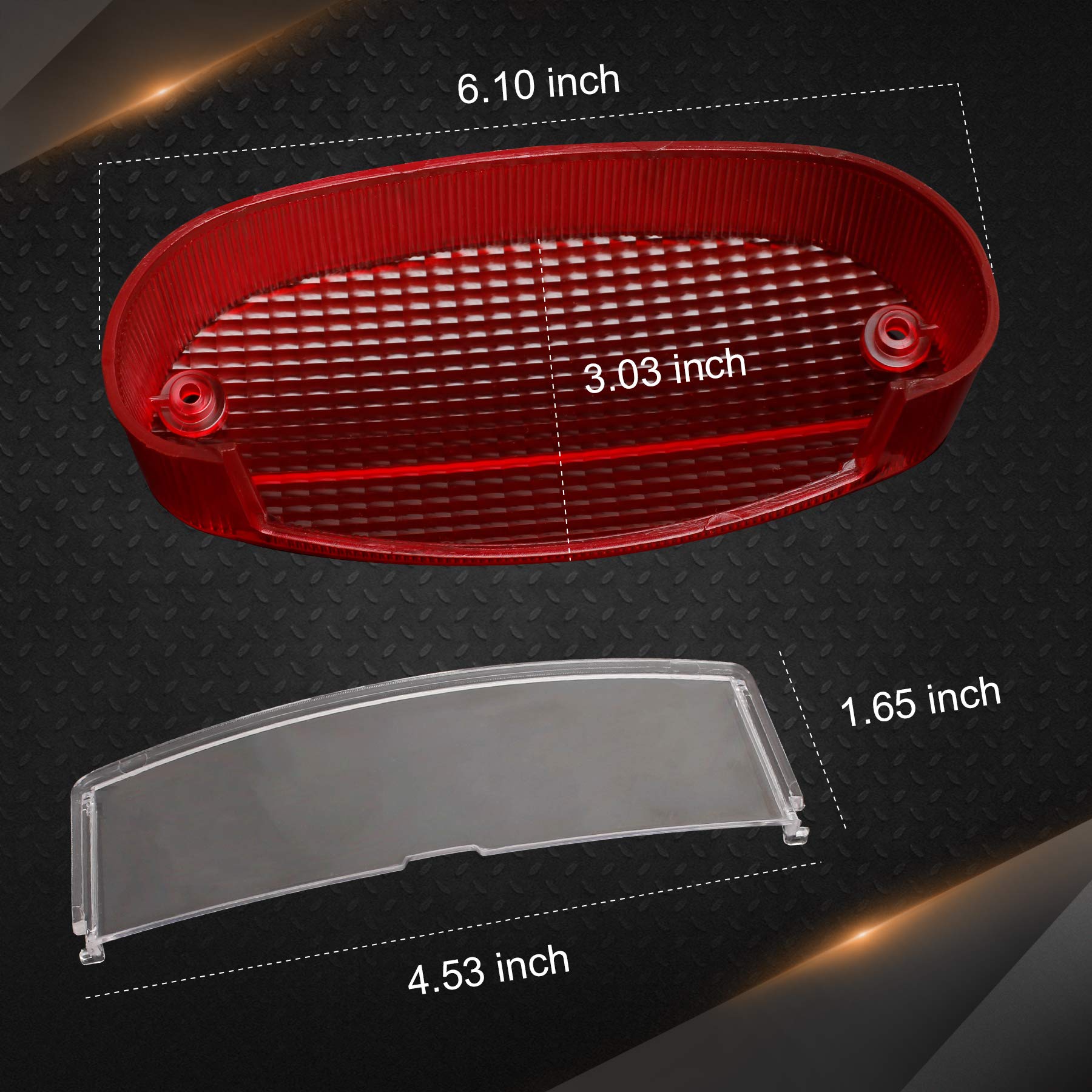 Nthreeauto Red Tail Light Lens Cover Rear Taillights Lenses Compatible With Kawasaki Vulcan 500 1996-2009, Brute Force 650 2006-