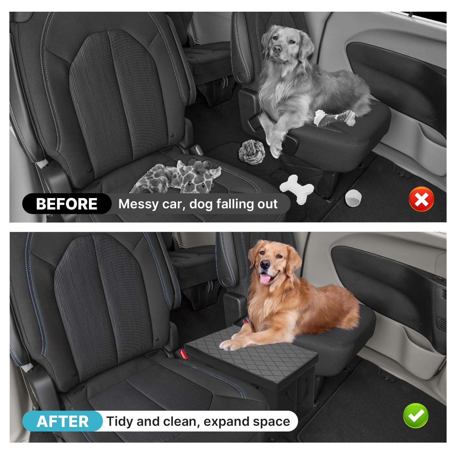 Mixsuper Liner Car Seat Organizer for Chrysler Pacifica 2017-2026, Black Cardboard Console & Backseat Storage for Toys & Supplies