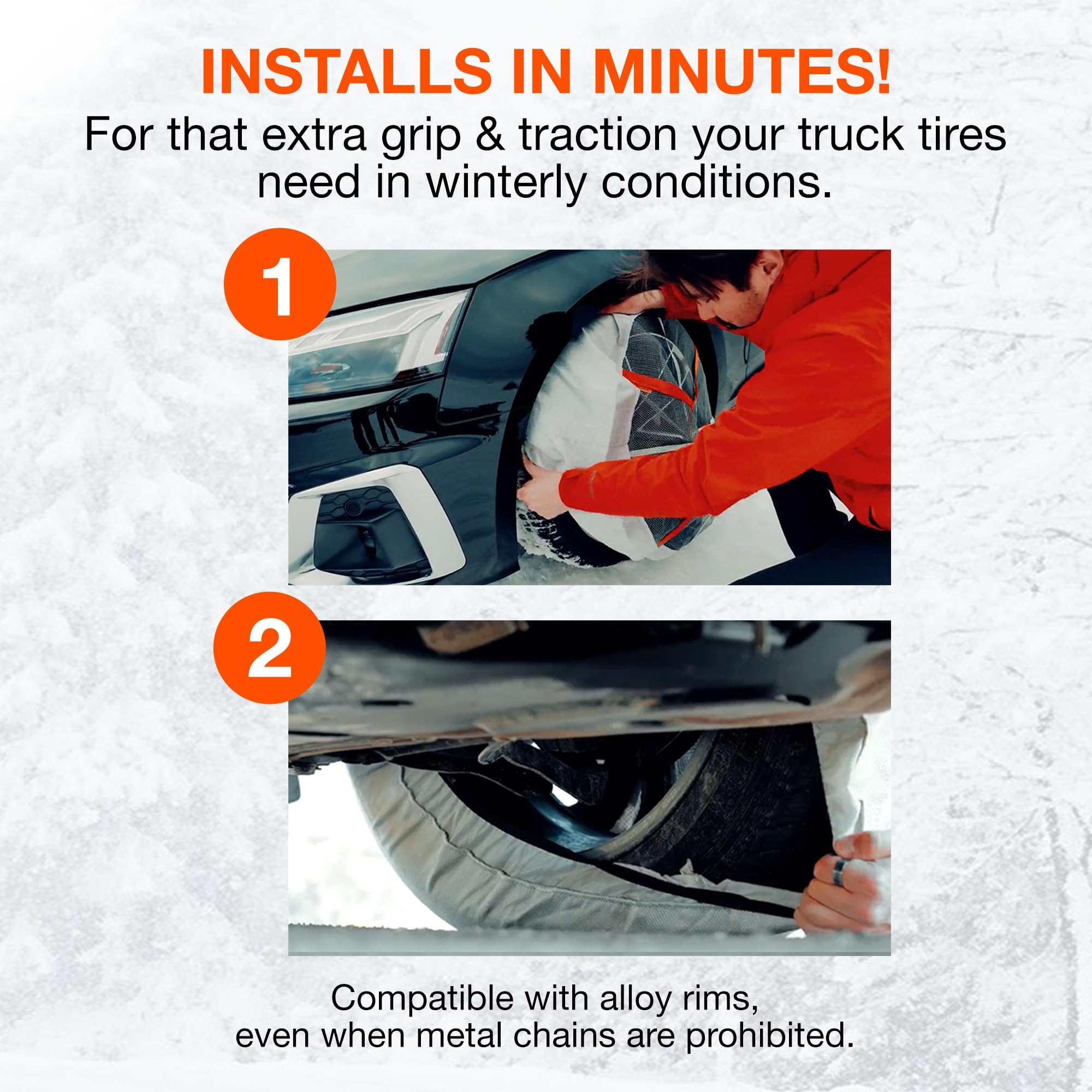 AUTOSOCK Snow Socks for Tires, HP695, Polyester, Pack of 2, Suitable for Passenger Vehicles