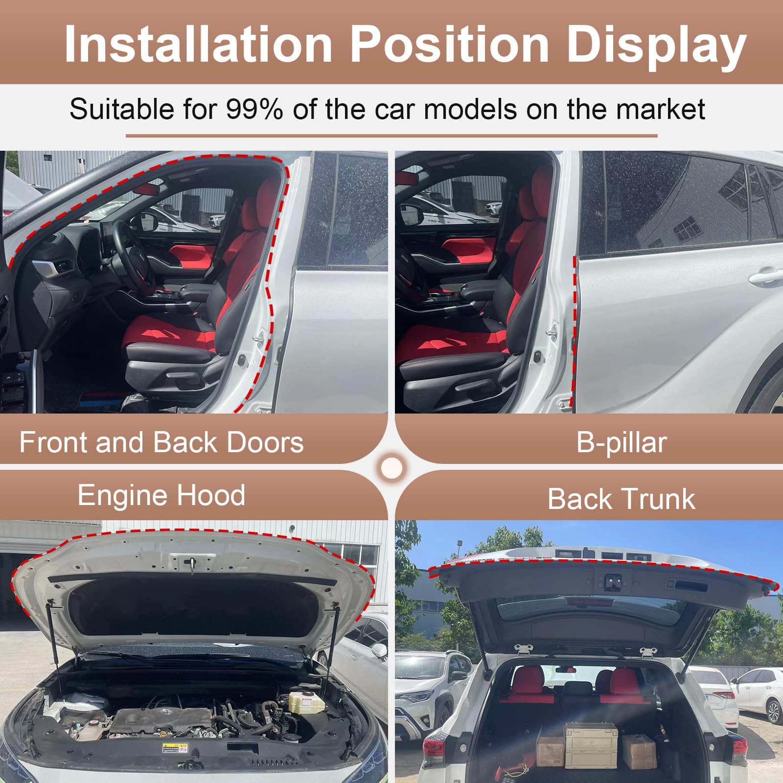 Alophoty 40 Ft Rubber Weather Stripping Door Seal, D Shaped Automotive Weather Stripping, Car Door Seal Strip, Self Adhesive Sou