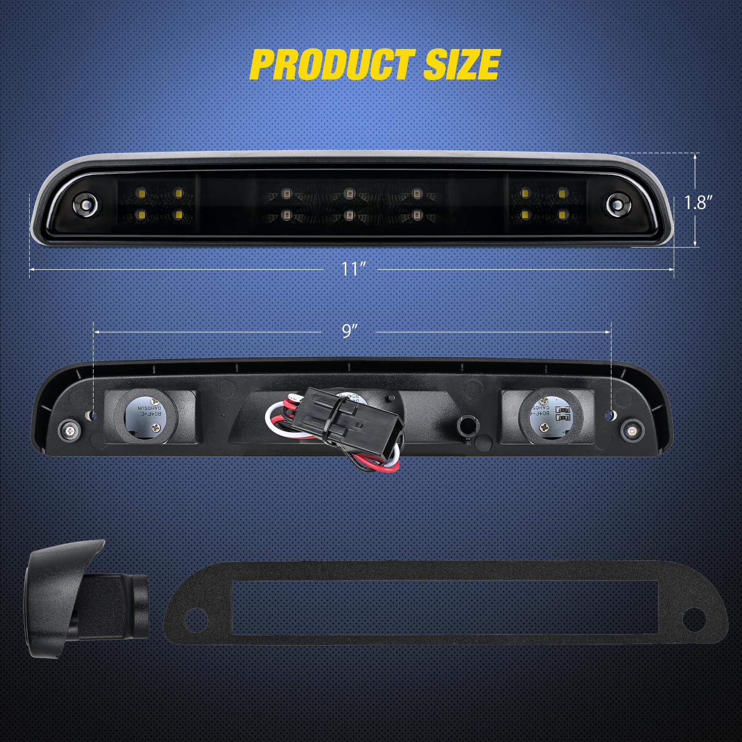 Nilight Third Brake Light Tail High Mount 3Rd Stop Cargo Reverse Lights Smoked Lens Compatible With Ford F150 1994 1995 1996 F25