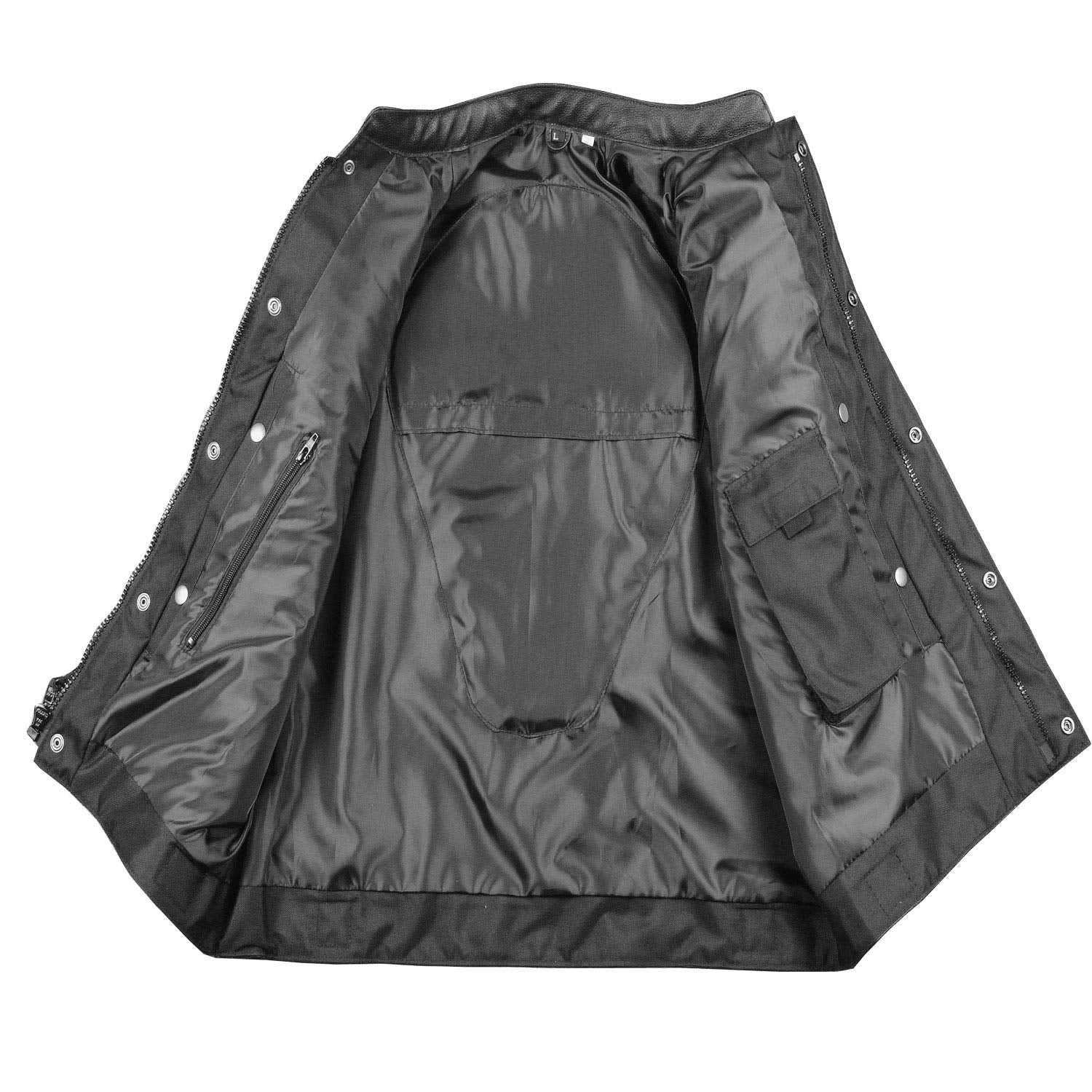 Soa Men'S Leather Motorcycle Concealed Gun Pockets Biker Club Vest W/Armor L