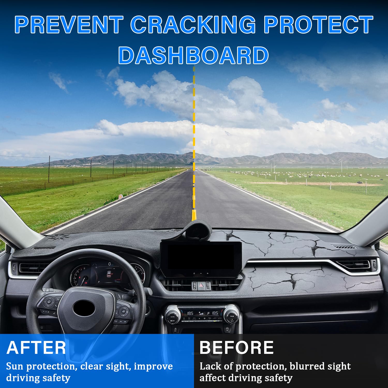 Remoch For Toyota Rav4 Accessories 2025 2024 2023 2022 2021 2020 2019 Dashboard Cover Dash Cover Mat Custom Fit Center Console C