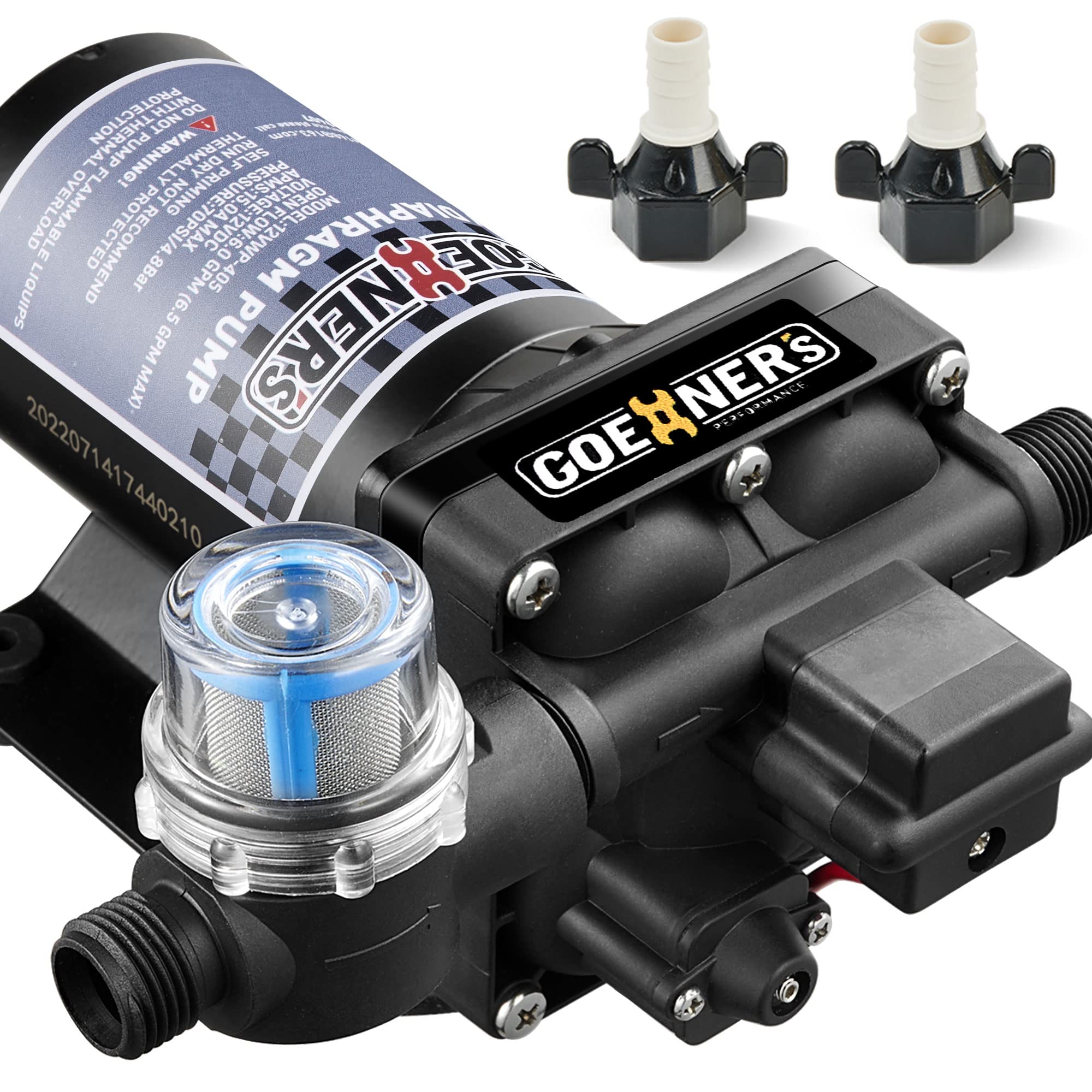 [Upgraded Version] Rv Fresh Water Pump, 12V Dc 6Gpm 70Psi Self-Priming Diaphragm With Pressure Switch And Strainer For Rv, Marin