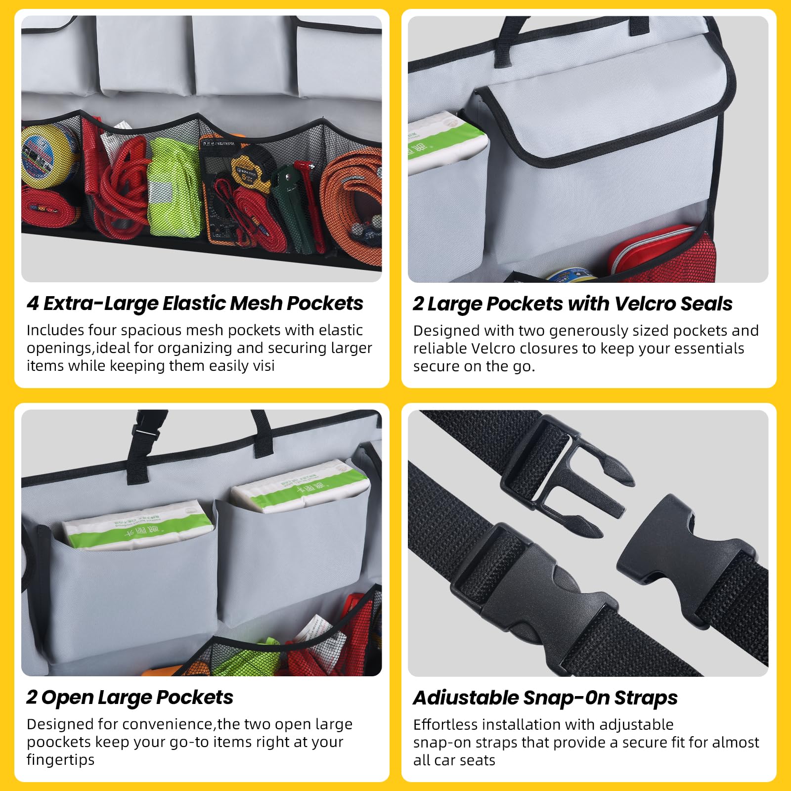Car Trunk Organizer & Backseat Hanging Organizer With 8 Large Storage Bags - Super Capacity With 30% Extra Storage Space For Suv
