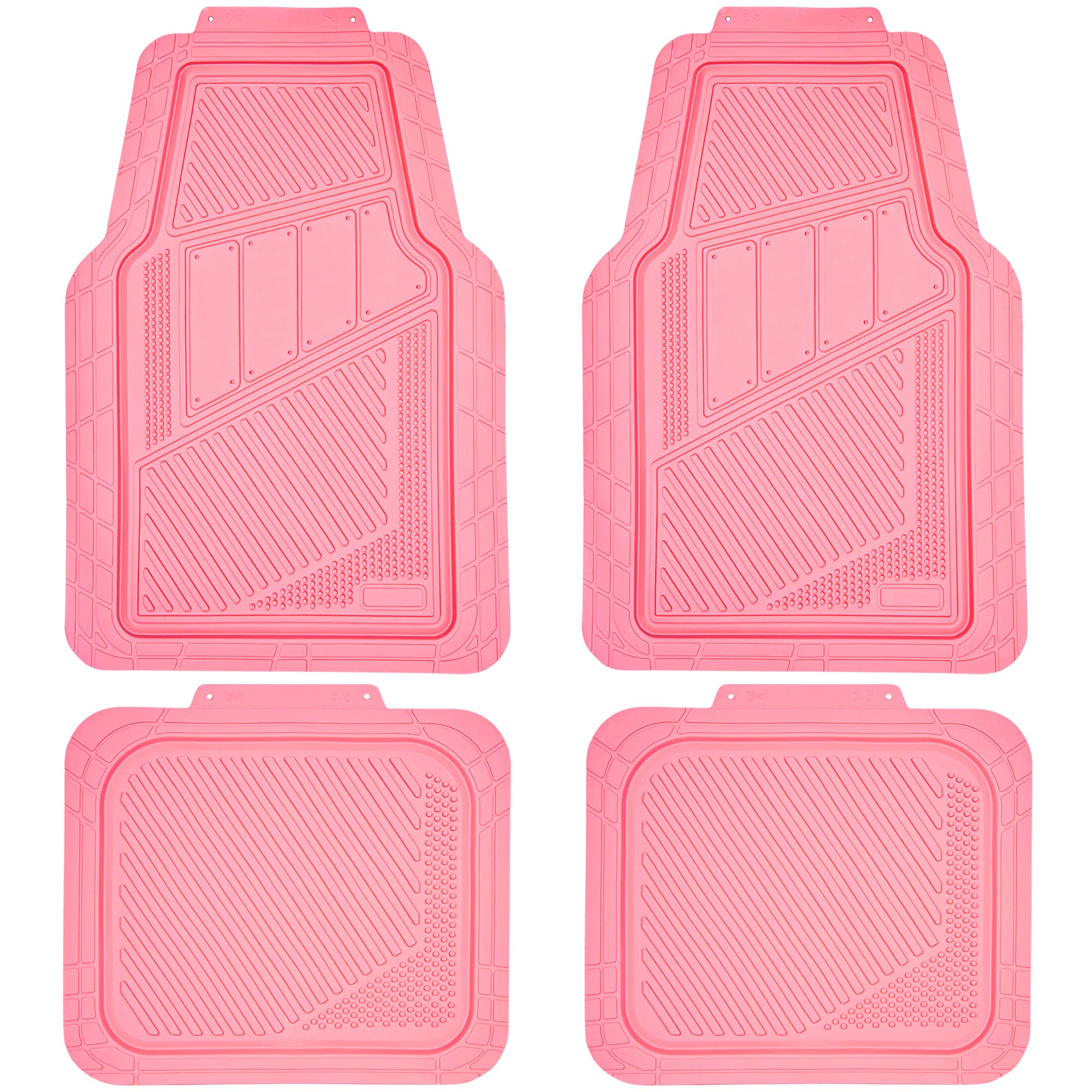 CAR PASS Heavy Duty Rubber Floor Mats 4-Piece,Pink Car Mats Full Sets Anti-Slip,Waterproof Universal Trim-to-Fit for Car SUV Tru