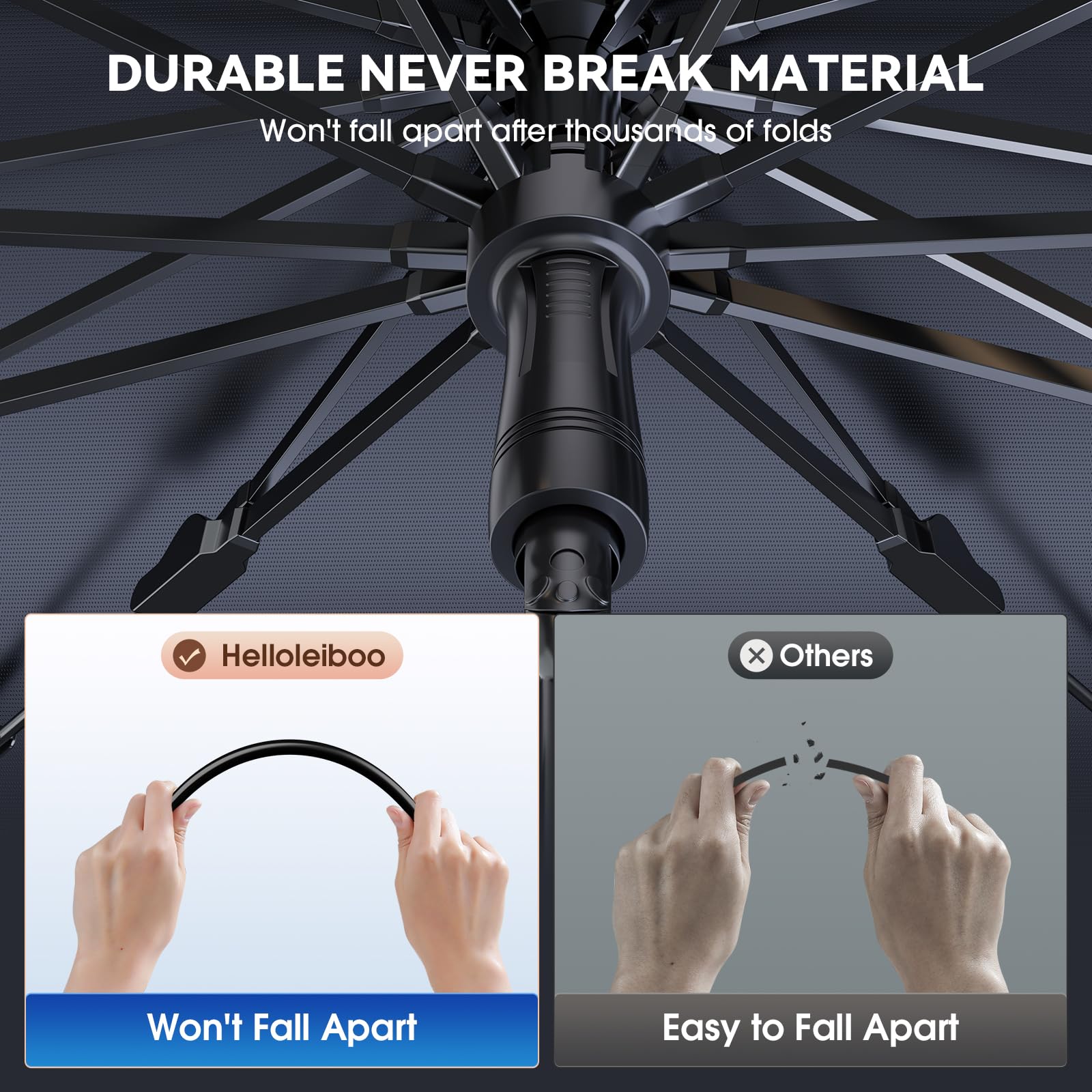 Helloleiboo [2025 Upgrade] Car Windshield Sun Shade For Tesla Cybertruck-Foldable Windshield Sun Shade 64 * 58-Reflects Uv Autom