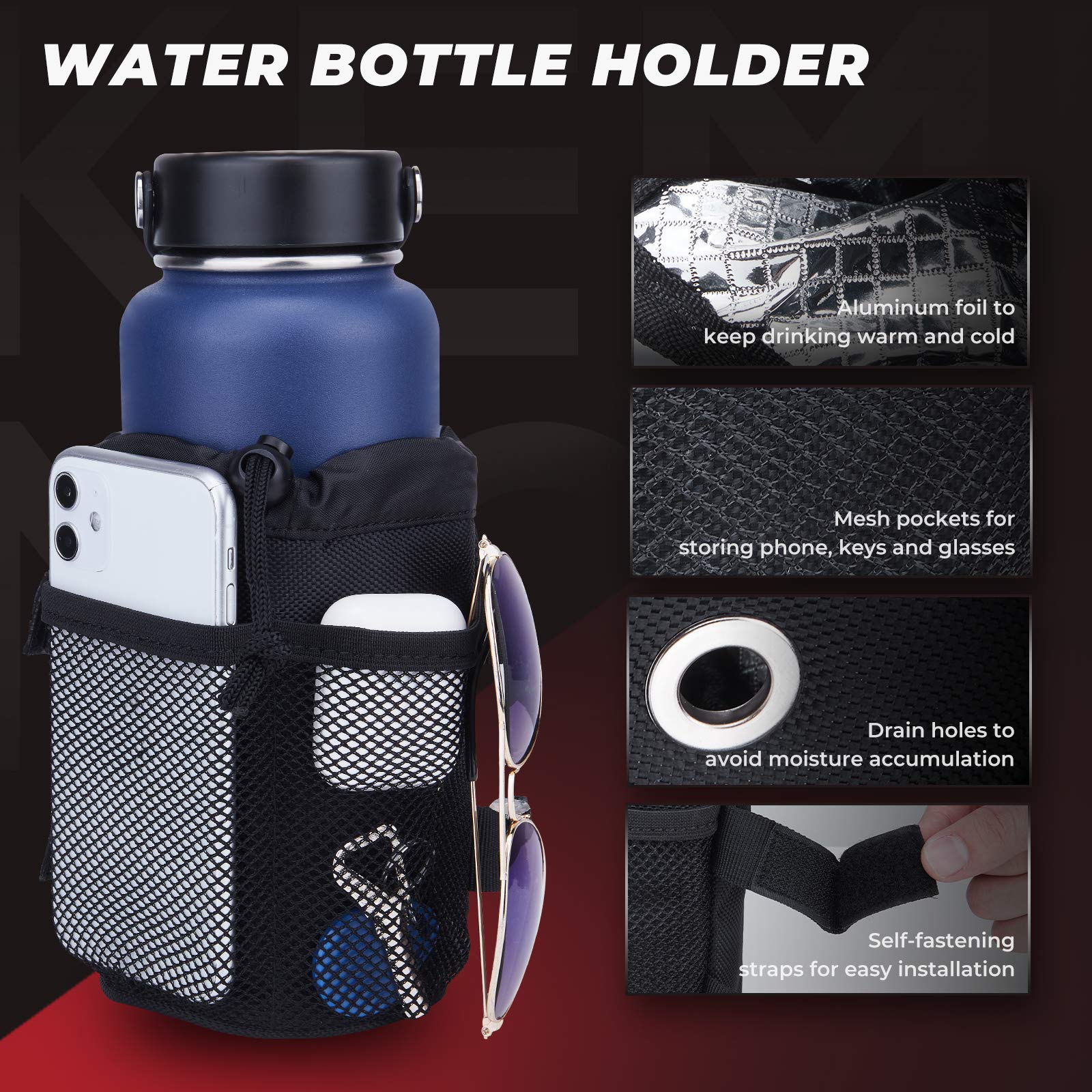 KEMIMOTO ATV Fender Bag - 130% Larger, Water-resistant, Black, One Size, Model B0113-06601BK-CA, with Drink Holder for Polaris, Can Am,