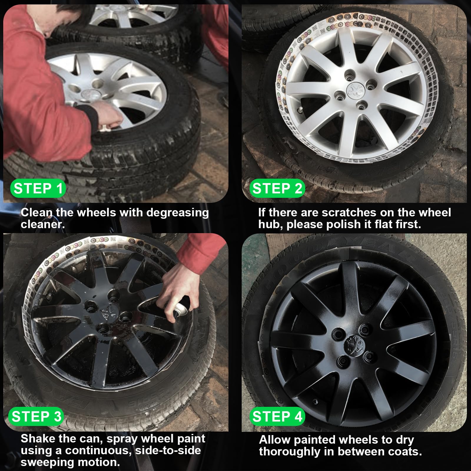 NADAMOO Aluminum Wheel Spray Paint - Semi-gloss Black, 13 Oz Aerosol for Car Rims and Metal Surfaces