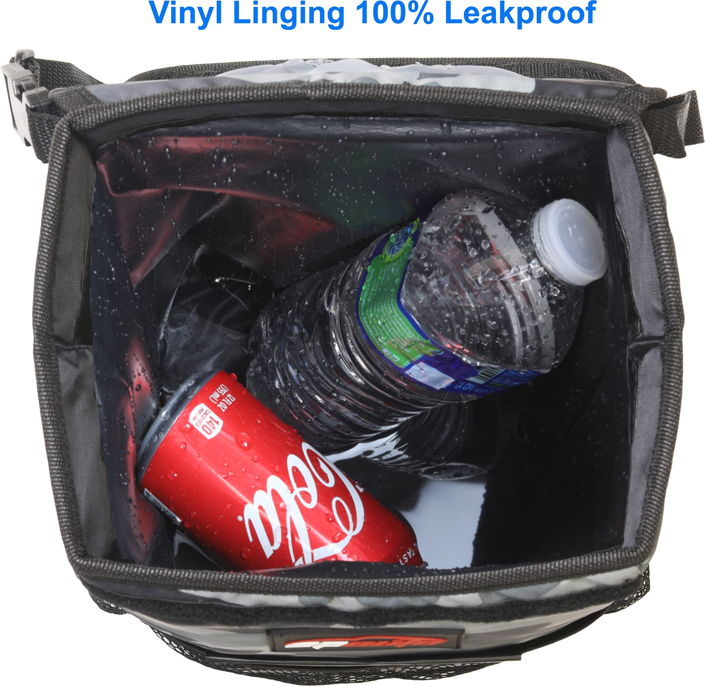 EPAuto Waterproof Car Trash Can with Lid, Storage Pockets, Vinyl-Lined, Camouflage Grey, Model AO-02C-G