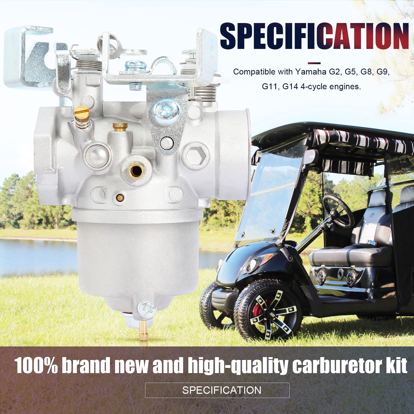 QAZAKY Carburetor Compatible with Yamaha Gas Golf Cart G2 G5 G8 G9 G11 G14 4-Cycle Engine 1985-1996 J38-14101-00 J38-14101-01 J3