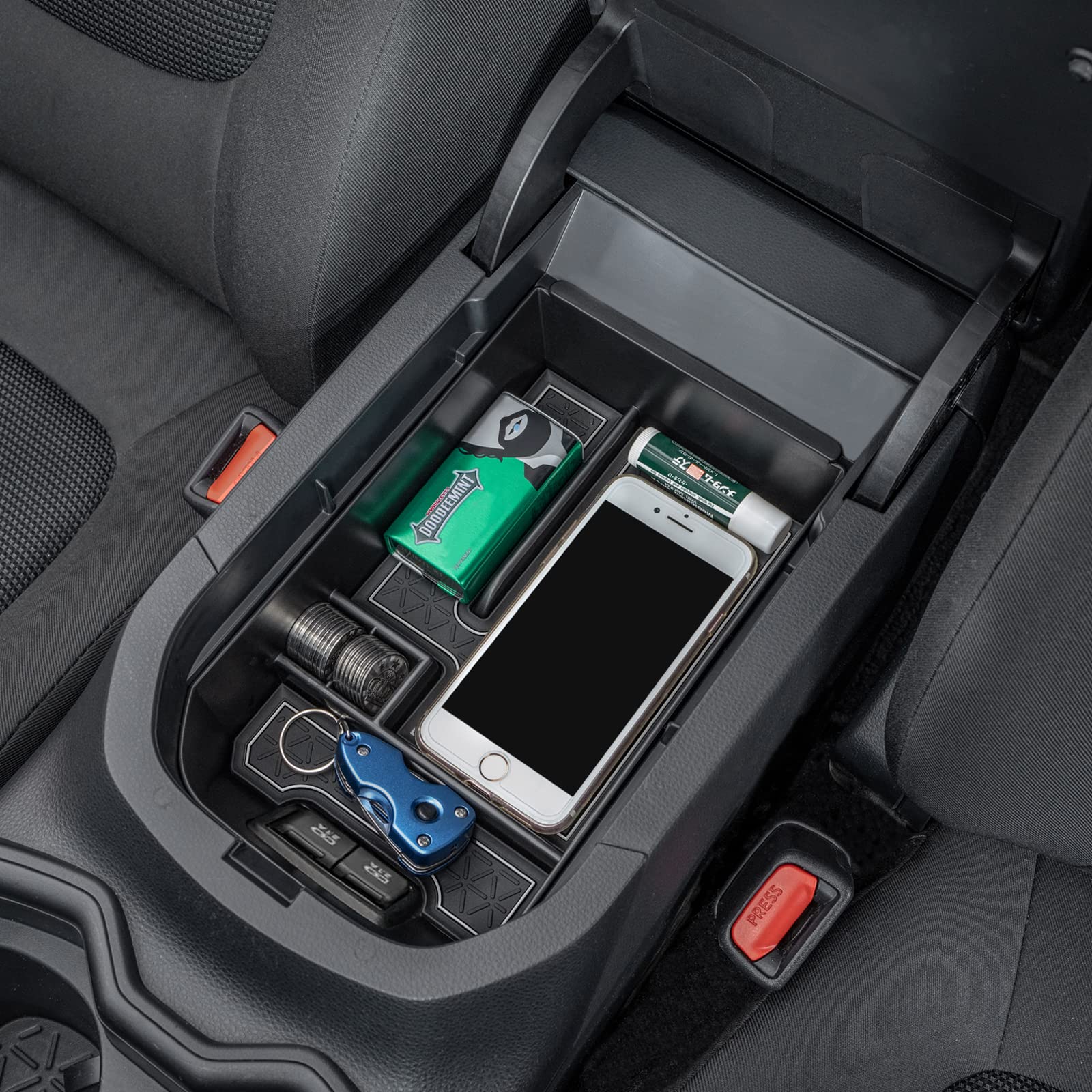 Topinstall Gray Center Console Tray Compatible With Rav4 2023 2022 2021 2020 2019 Accessories, Armrest Box Organizer Insert Abs Plastic Storage Box