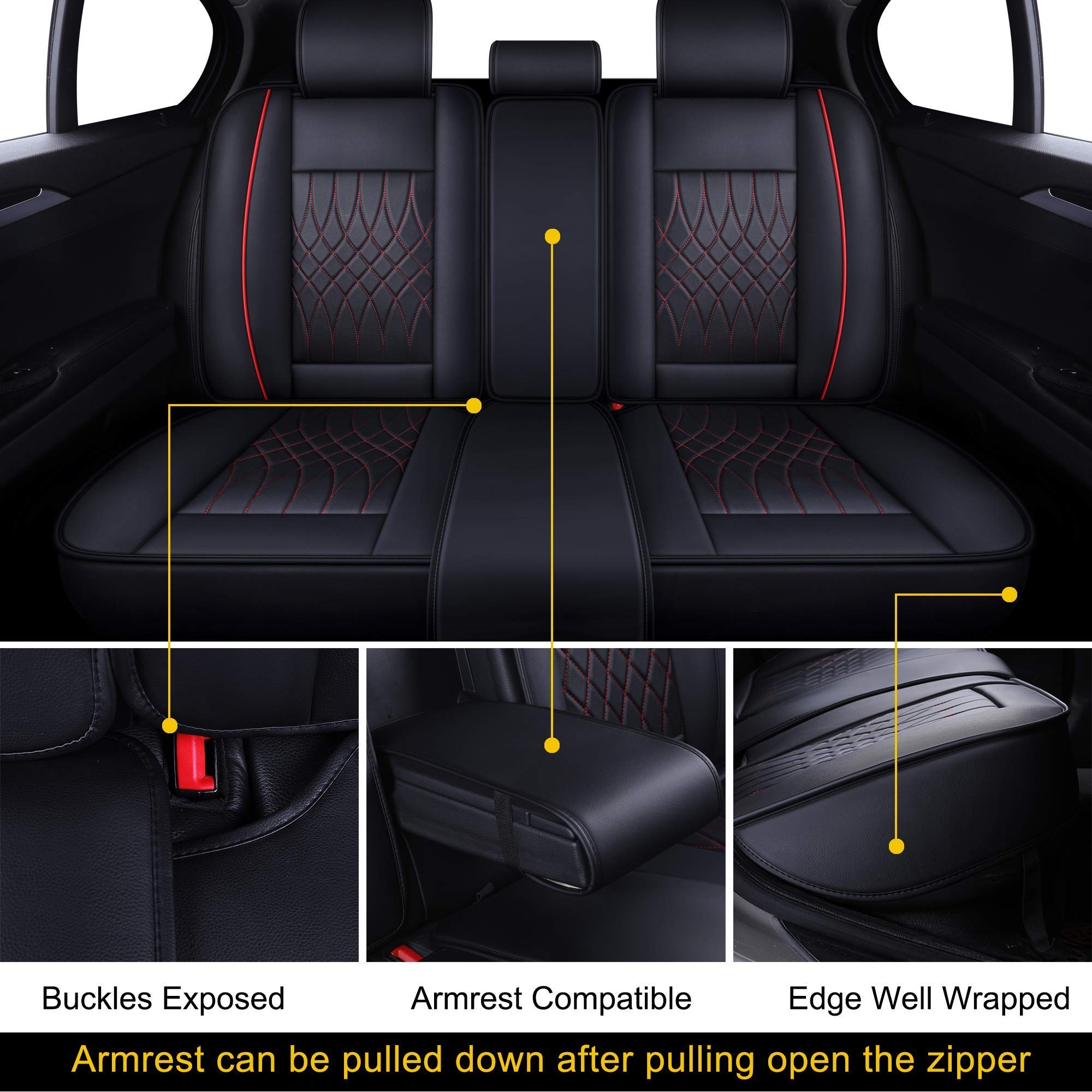 Luckyman Club 5 Car Seat Covers Full Set With Waterproof Faux Leather Universal Fit For Rav4 Accord Altima Tacoma Rogue Cx5 Crv
