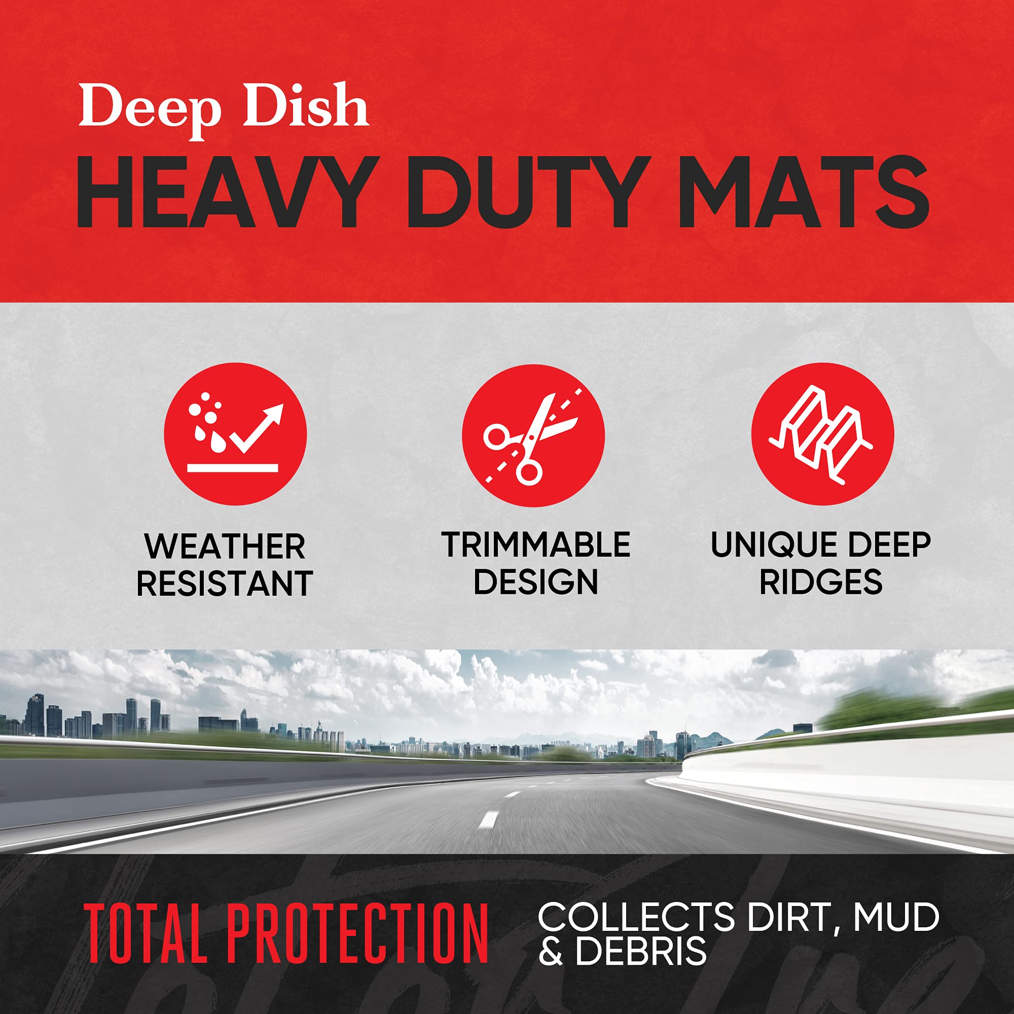 Motor Trend FlexTough Gray Floor Mats for Cars & Cargo Mat Full Set - All Weather Front & Rear Rubber Automotive Floor Mats & Ca