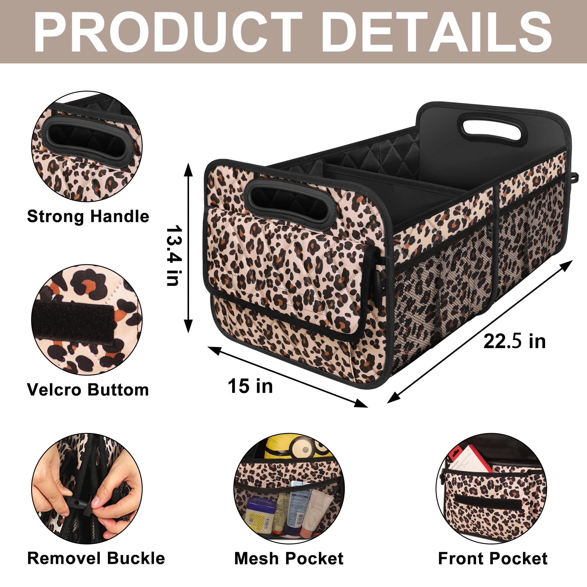 Deosk Car Trunk Organizer And Storage With 6 Big Pockets - 70L Waterproof Polyester Trunk Organizer For Suv, Minivan, Truck (Lar