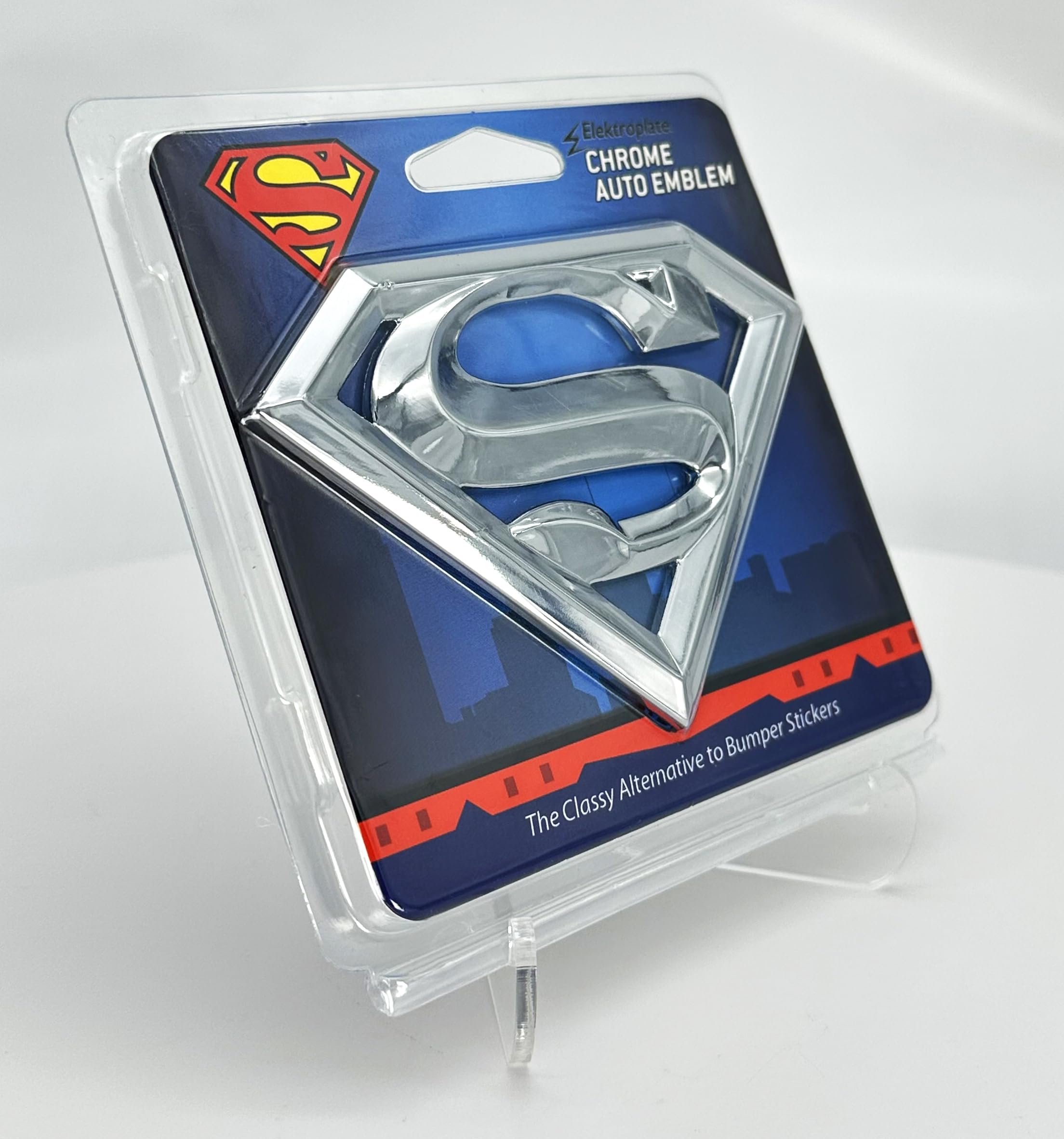 Elektroplate DC Comics 3D Superman Emblem, Chrome-plated Metal, 4.2"x3.0", Universal Fit, Weatherproof