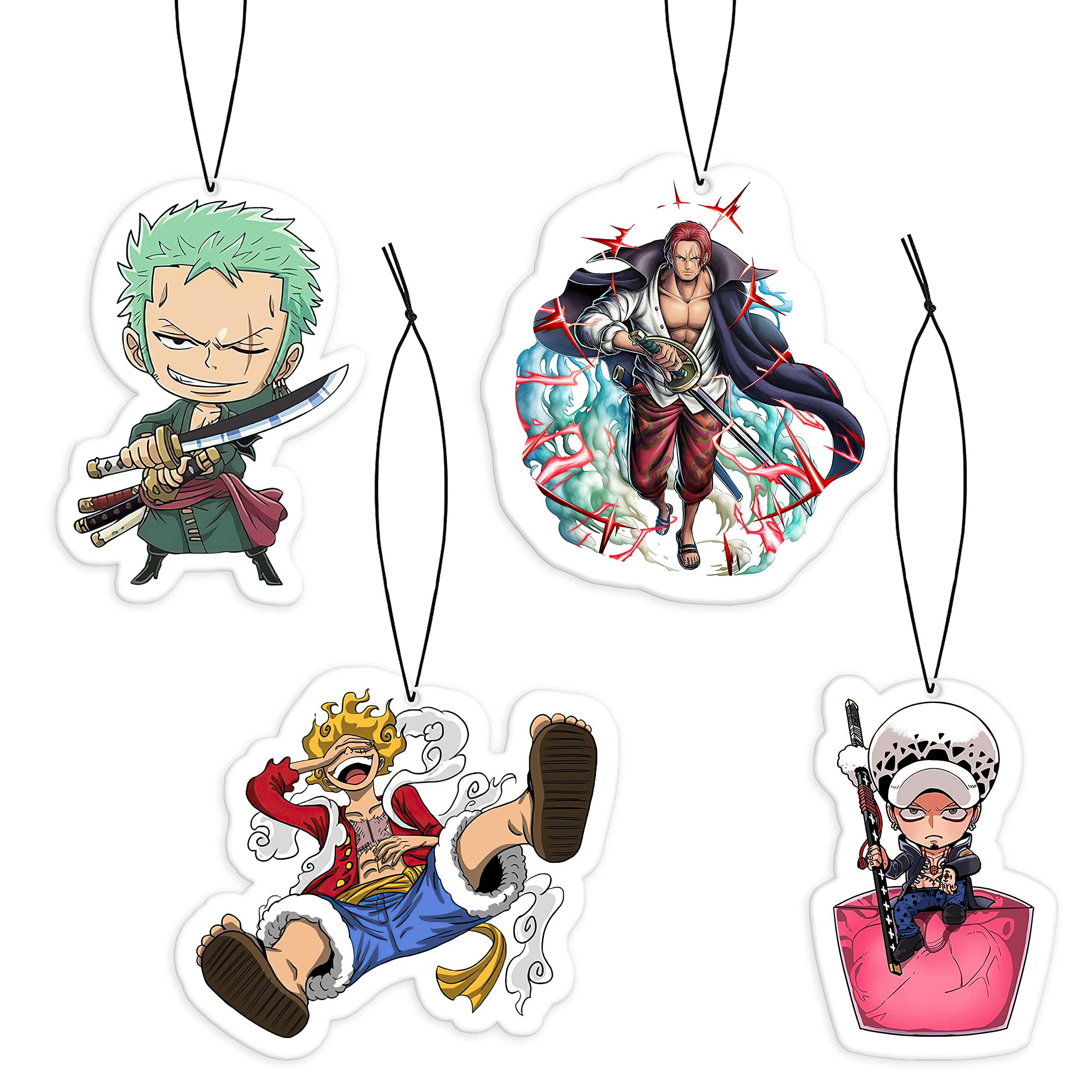 Pounchi Cool Anime Car Air Freshener Cards (4 Pack Refreshing Ice Scent) Anime Accessories for Car Interior Hanging Gift Rearvie