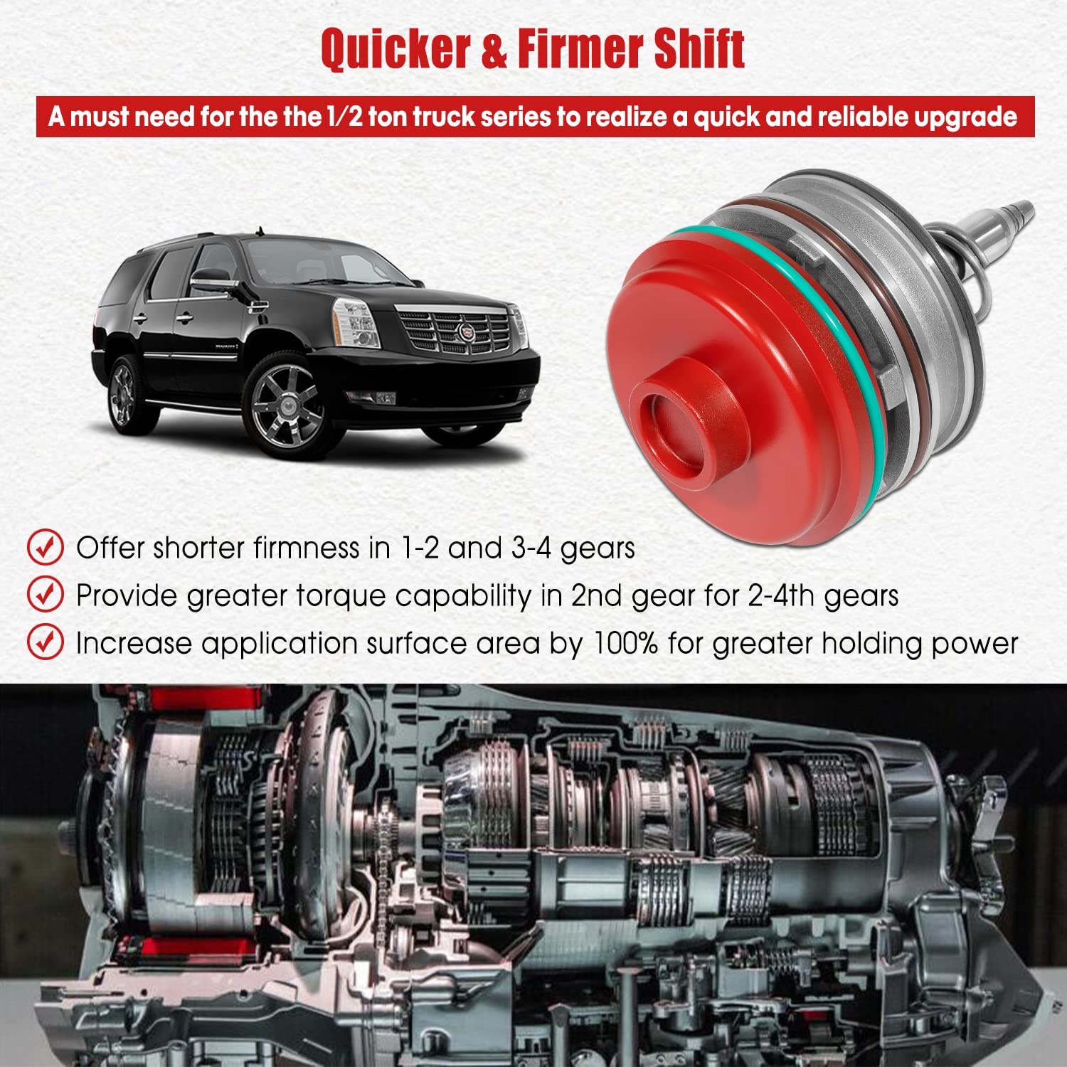 DearChan Corvette Servo Piston Assembly, Aluminum Alloy, Model DC-700R4, for GM 1982-2014 700R4 4L60E 4L65E