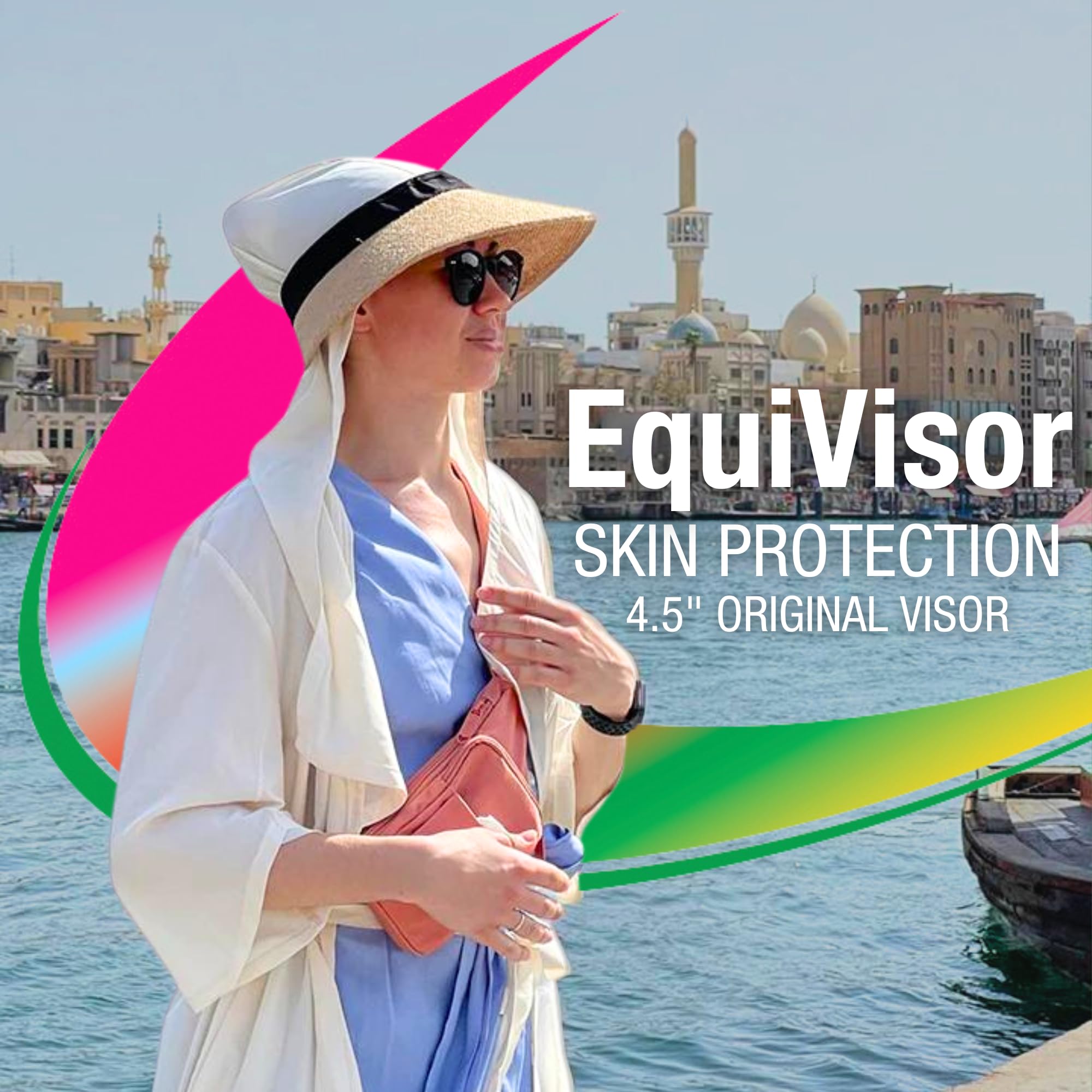 Equivisor Original 4.5” Sun Visor | Helmet Sun Protection Visor With Patented Gripper System | One Size Fits All | Ideal For Horseback Riding, Biking, Golfing | Mens And Womens Visor Hat | Black