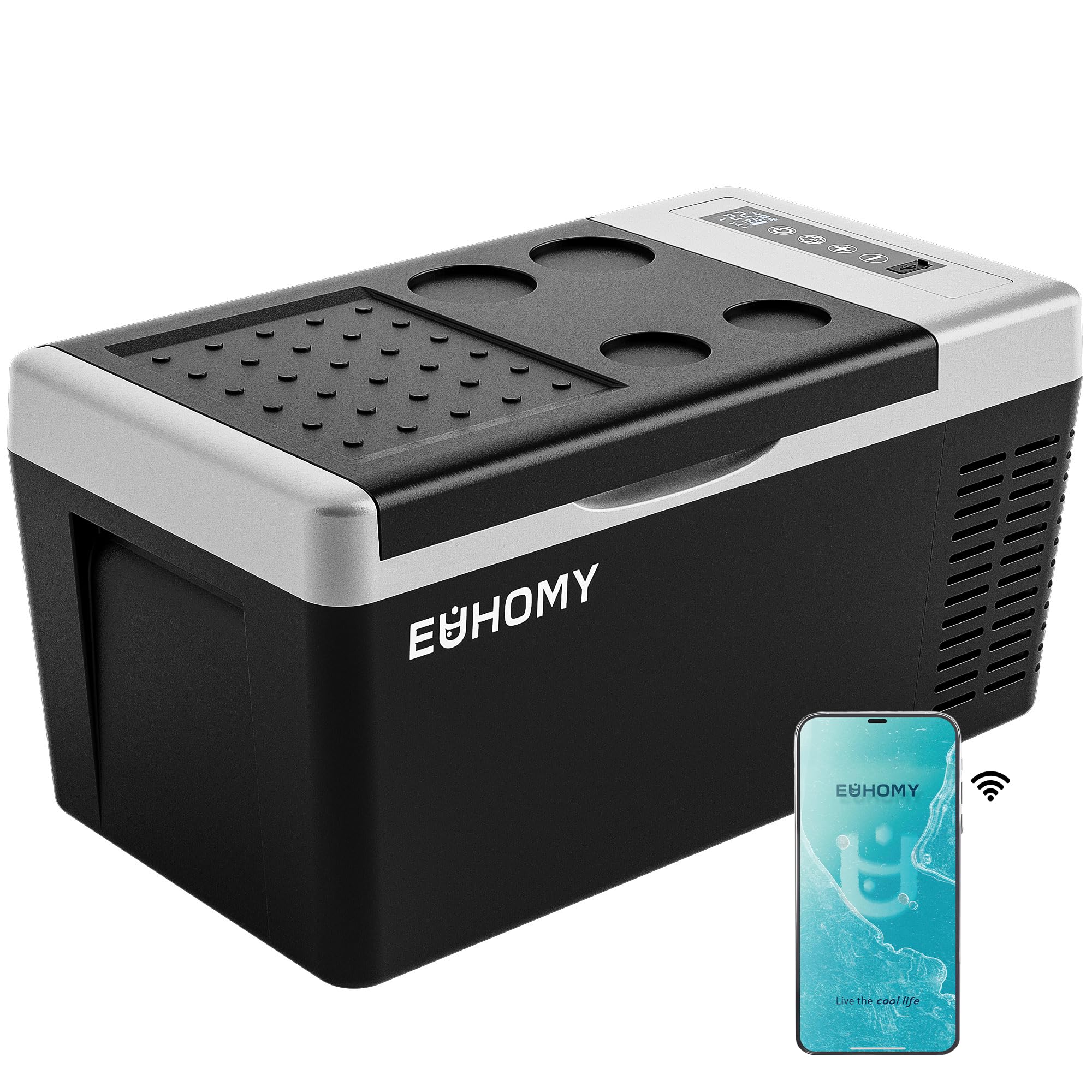 Euhomy 12 Volt Refrigerator, 19Qt(18L) Compressor Electric Cooler App Control, Car Fridge -4?~68?, Portable Refrigerator 12/24V