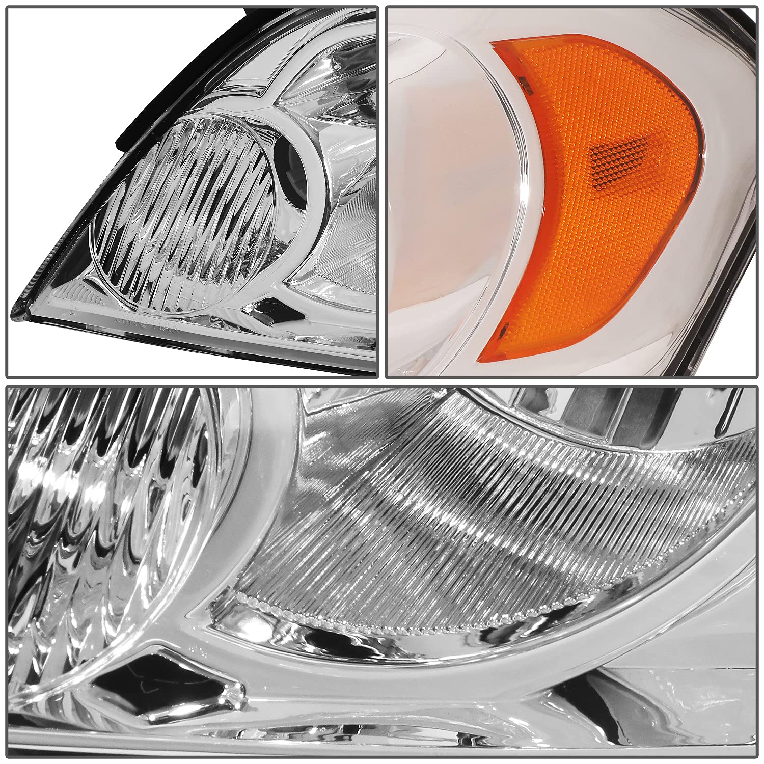 Dna Motoring Hl-Oh-Ci06-Ch-Am Chrome Amber Headlights Compatible With 06-13 Impala 14-16 Impala Limited 06-07 Monte Carlo