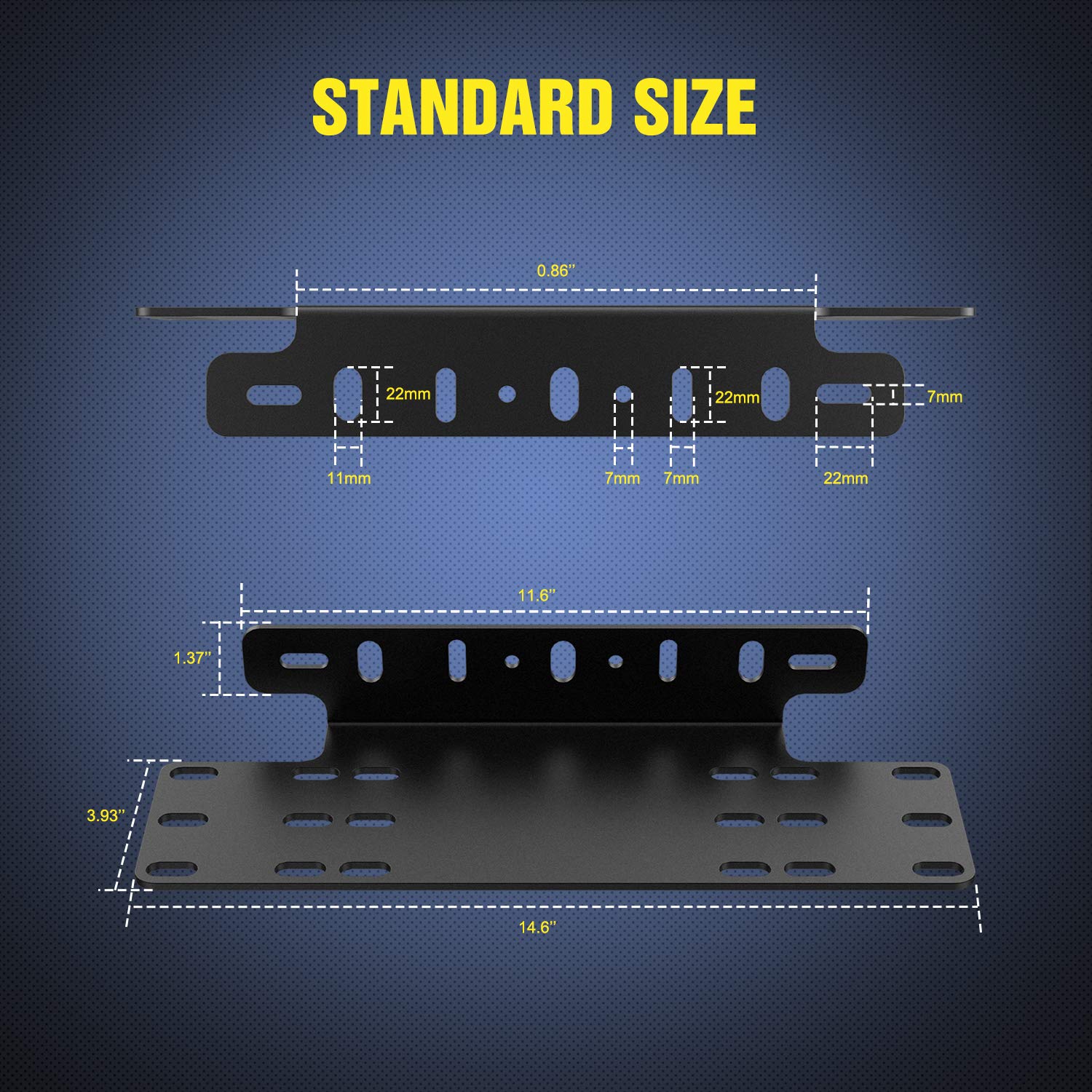 Nilight 90044B Universal License Heavy Duty Steel Front Plate Mounting Bracket Holder For Off-Road Led Work Lamps Lighting Bars,