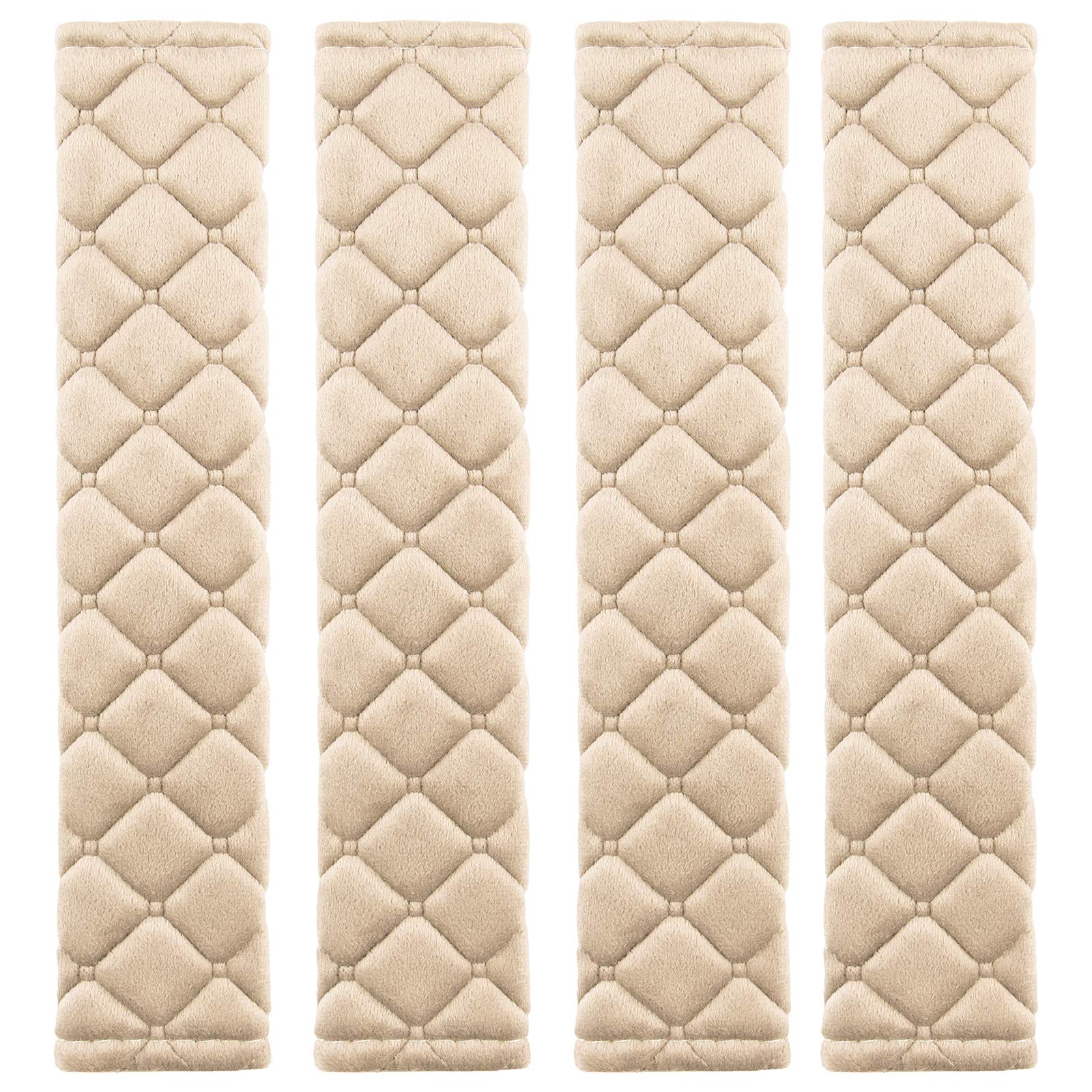 Mikafen 4 Pack Universal Car Seat Belt Pads, Adult Seat Belt Shoulder Strap Covers Harness Pad For Car/Bag,Soft Comfort Helps Protect You Neck Shoulder From The Seat Belt Rubbing (4Pack-Beige)