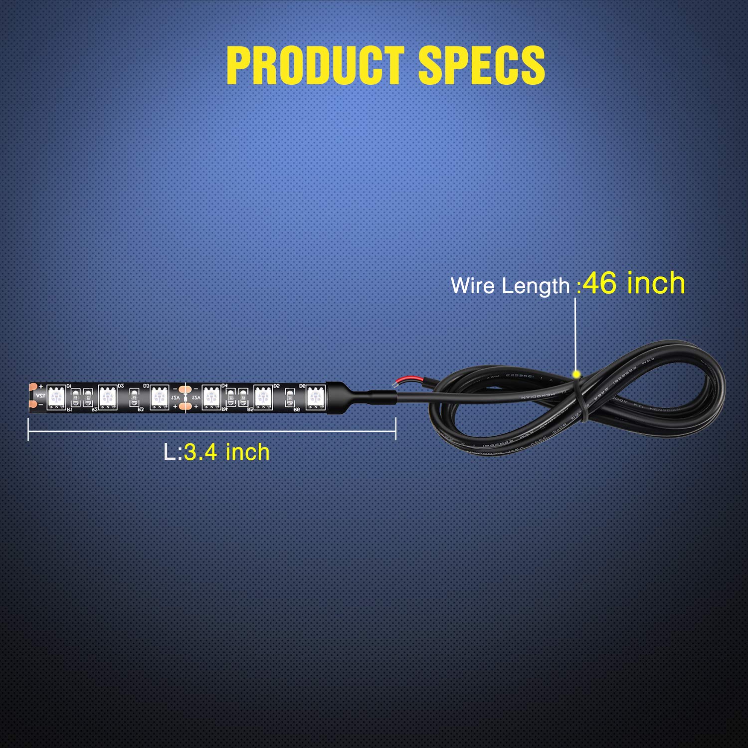 Nilight 2PCS 6-5050-SMD Waterproof Flexible Turn Signal Backup License Plate Universal Amber Lights Strip Universal for Motorcyc