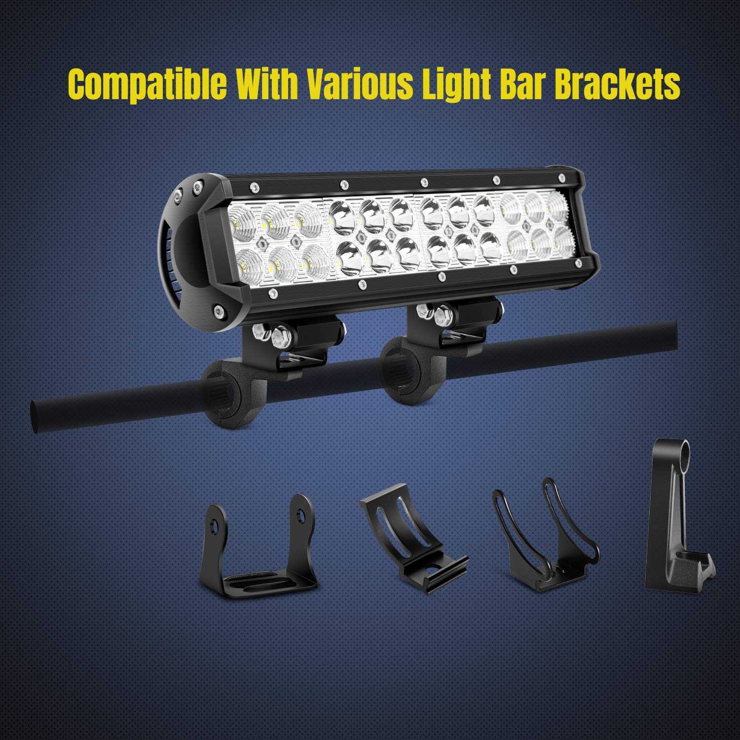 Nilight - 90027B 2Pcs Led Light Bar Horizontal Bar Clamp Mounting Kit Fit On 0.75'' 1'' 1.25'' Bull Bars Roof Racks Roll Cages F