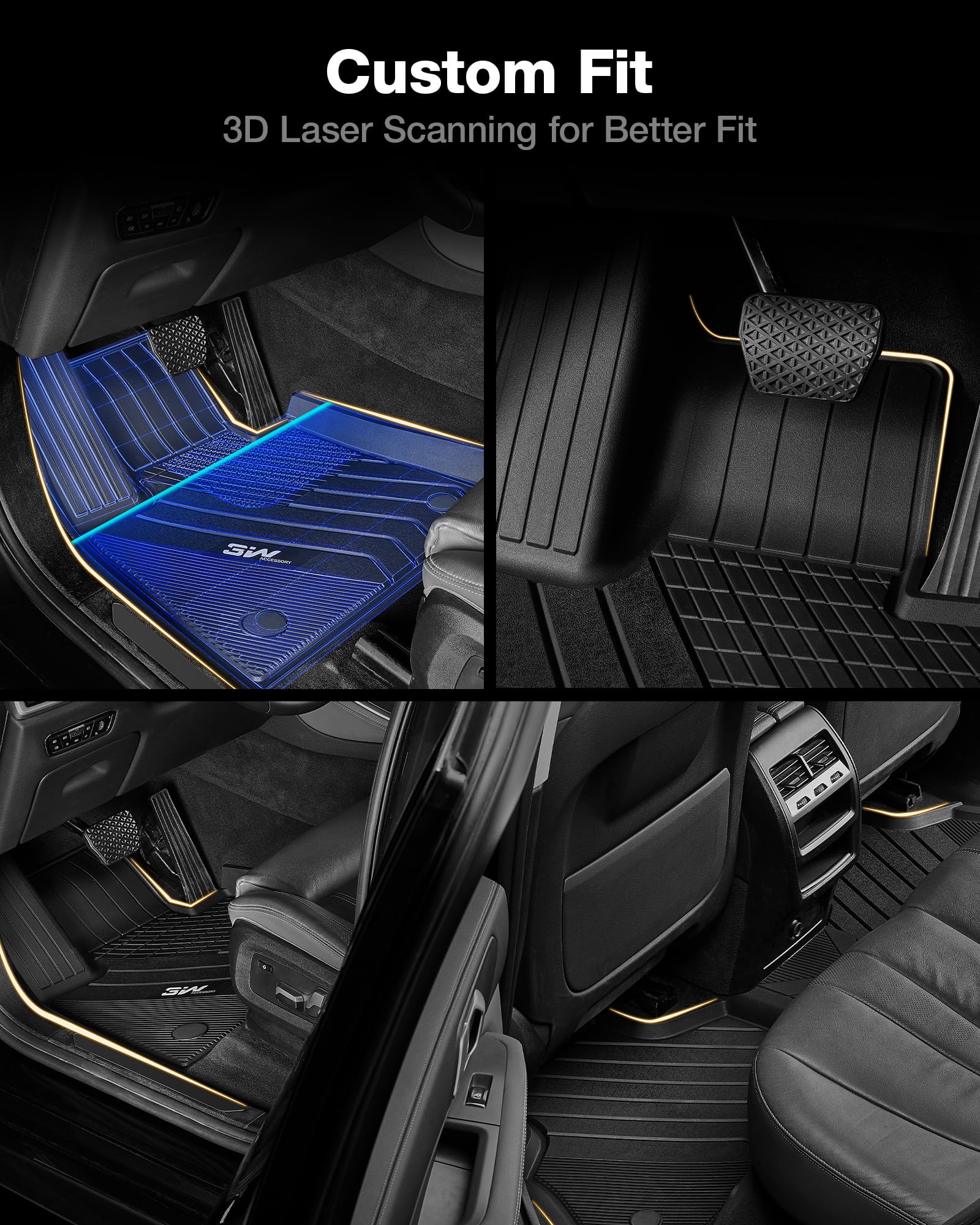 3W Floor Mats Fit For Bmw X7 7 Seats 2019-2024 2025 Tpe All Weather Custom Fit Floor Liner For Bmw X7 7 Passengers 1St & 2Nd Row