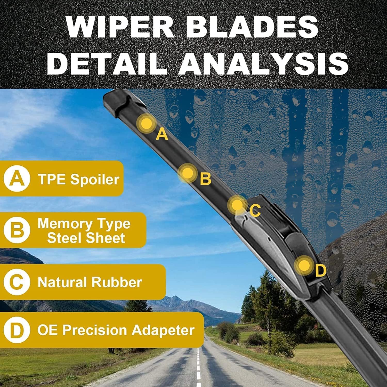 24''+18''+14'' Oem Wiper Blades For 2017-2021 Mazda Cx5 Cx9 Cx-5 Cx-9, Original Equipment Windshield Window Wiper Blades Set (Pa