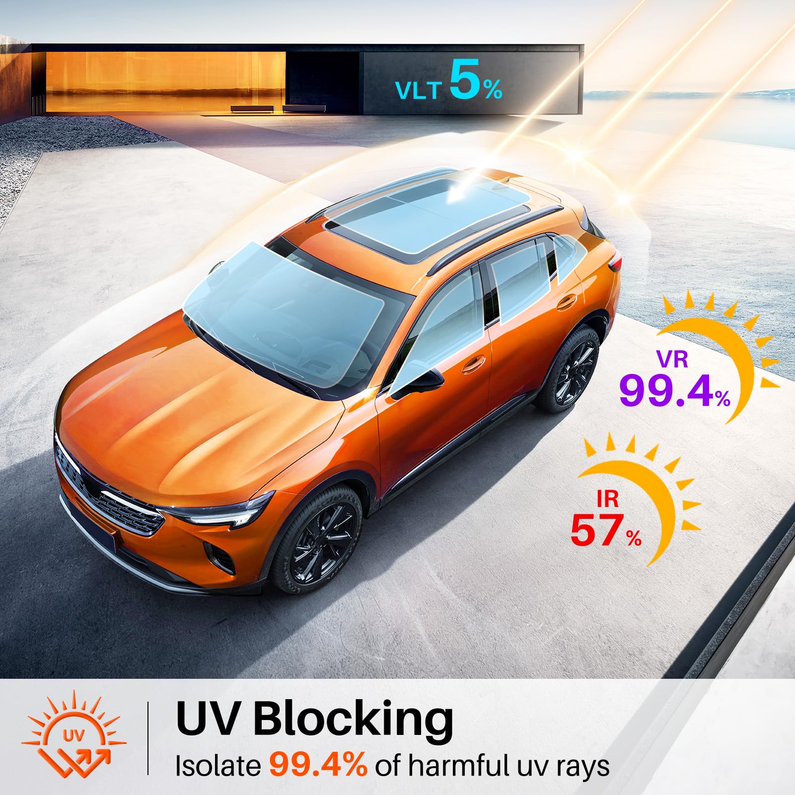 PAMAGOO Car Window Tint 5% VLT, 5 Percent Nano Ceramic Window Roll 20 Inch x 25'Ft, Automotive Car Tint for Privacy Sun & Glar