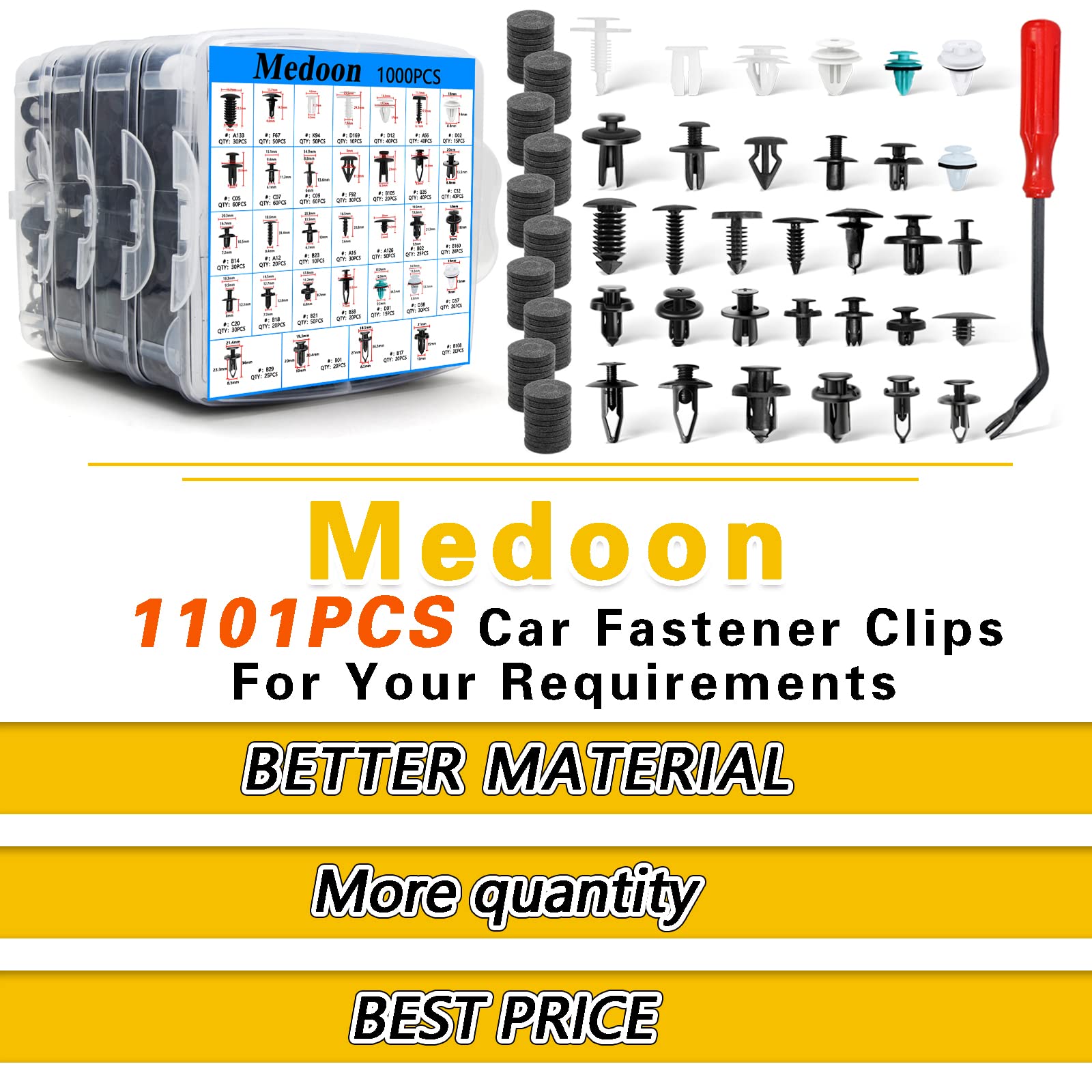 Medoon Car Retainer Clips 1101 PCS Car Door Panel Trim Clips Kit 32 Most Popular Sizes Cars Body Kits 1 Pcs Fastener Remover for