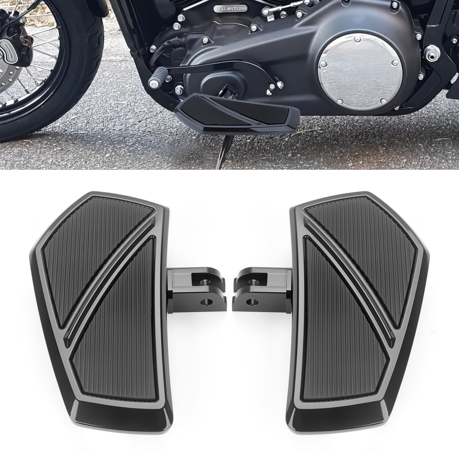 Aferrizu Motorcycle Floorboards Rider Footpegs Compatible with Harley Davidson Softail Fat Bob 114 Breakout Low Rider Street Bob