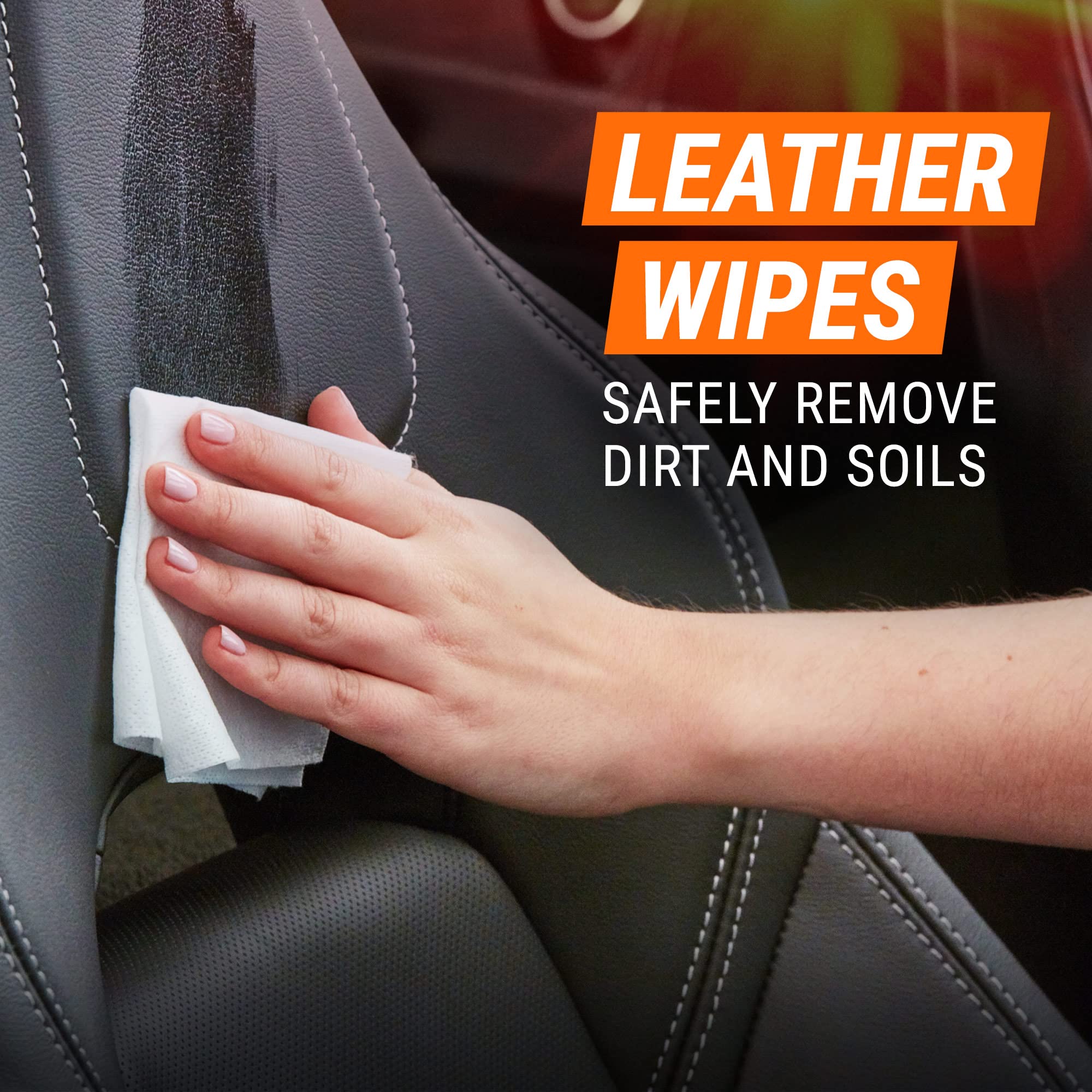 Armor All Car Interior Cleaner Leather Wipes - Cleaning For Cars & Truck & Motorcycle, 20 Count (Pack Of 6), 10881