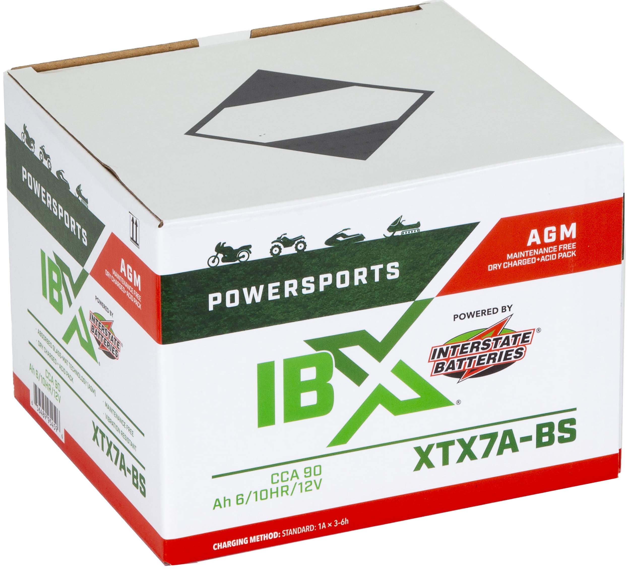 Interstate Batteries YTX7A-BS 12V 6Ah AGM Powersports Battery - 90CCA Replacement for ATVs, Motorcycles, Scooters