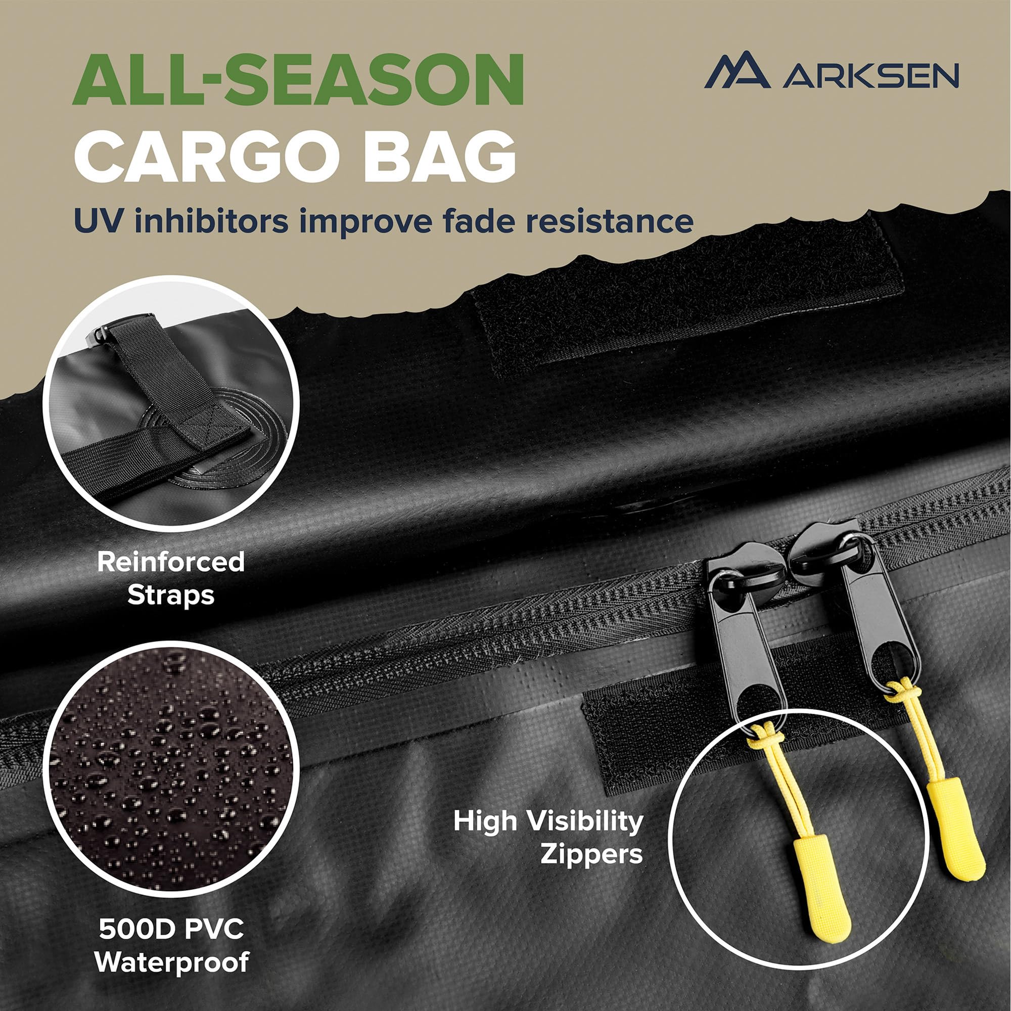 Arksen 30 X 50 X 6 Inch Universal Extra Wide 250Lb Heavy Duty Roof Rack Cargo With 500D Pvc Waterproof Cargo Bag, Car Top Luggag