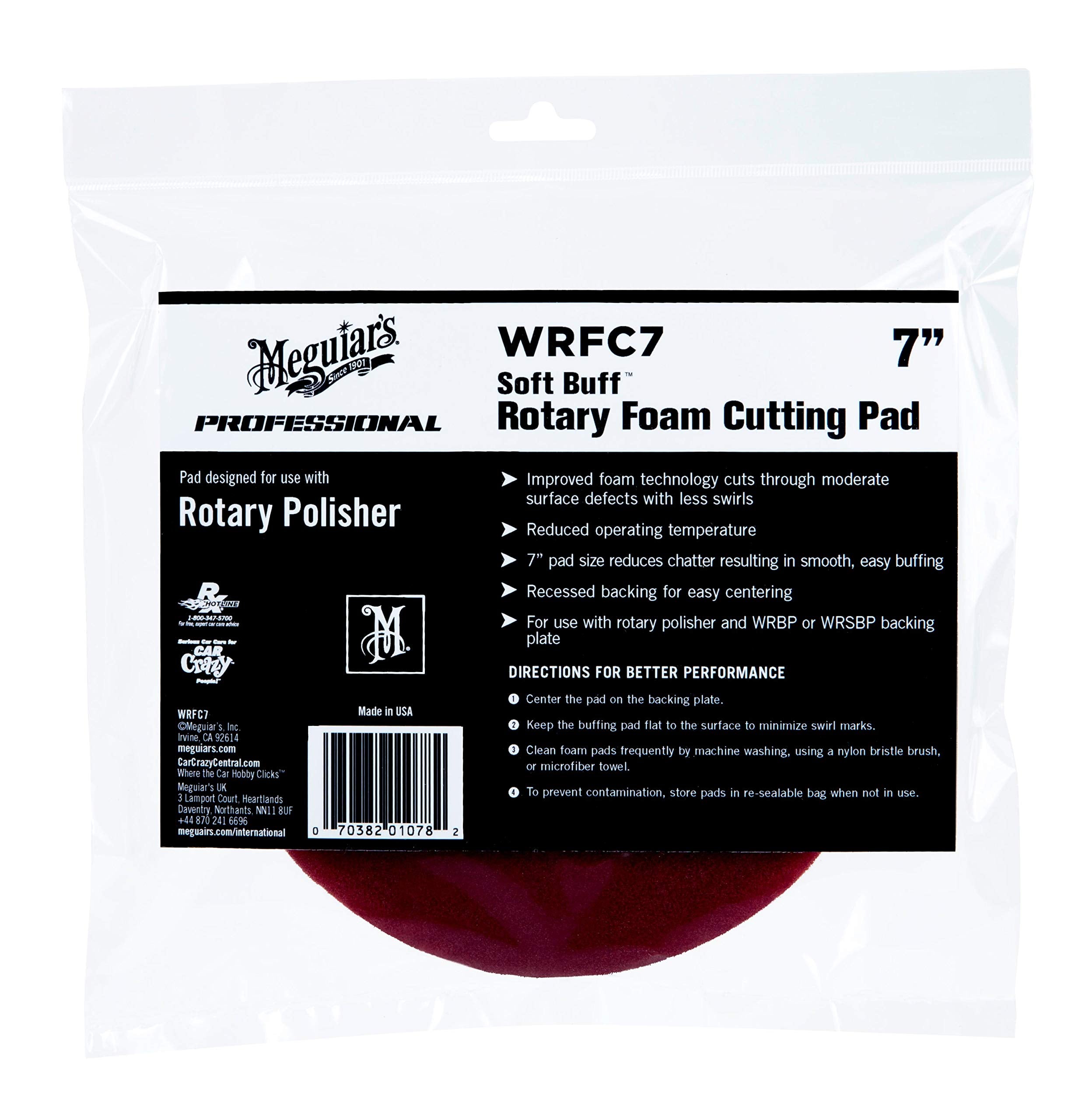 Meguiars 7 Soft Buff Rotary Foam Finishing Pad WRFF7 - Professional Rotary Finishing Pad for Applying Waxes and Sealants - Foam