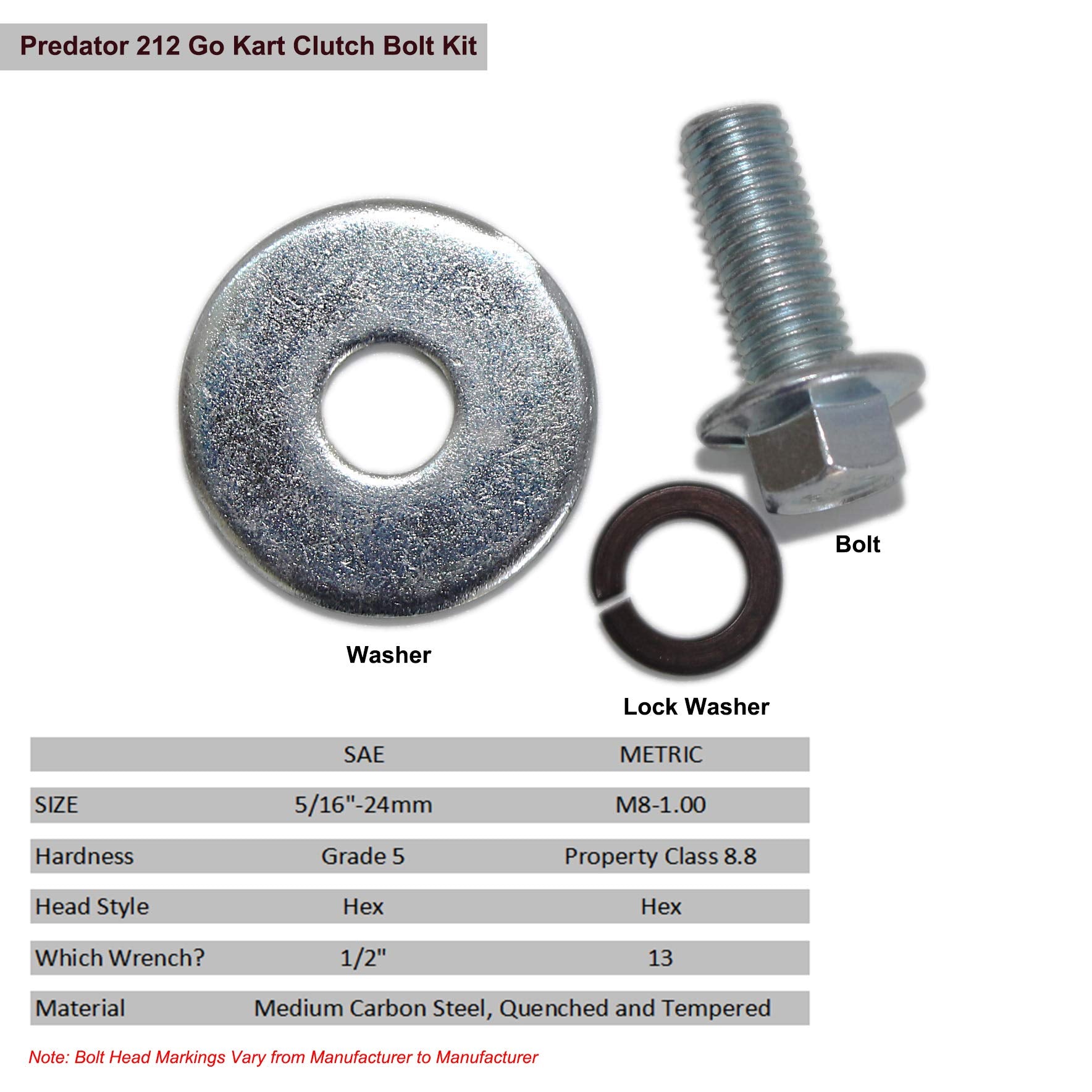 FDJ Predator Mini Bike Clutch 12 Tooth 3/4" with Screws, Allen Wrench, Bolts & Nuts Kit